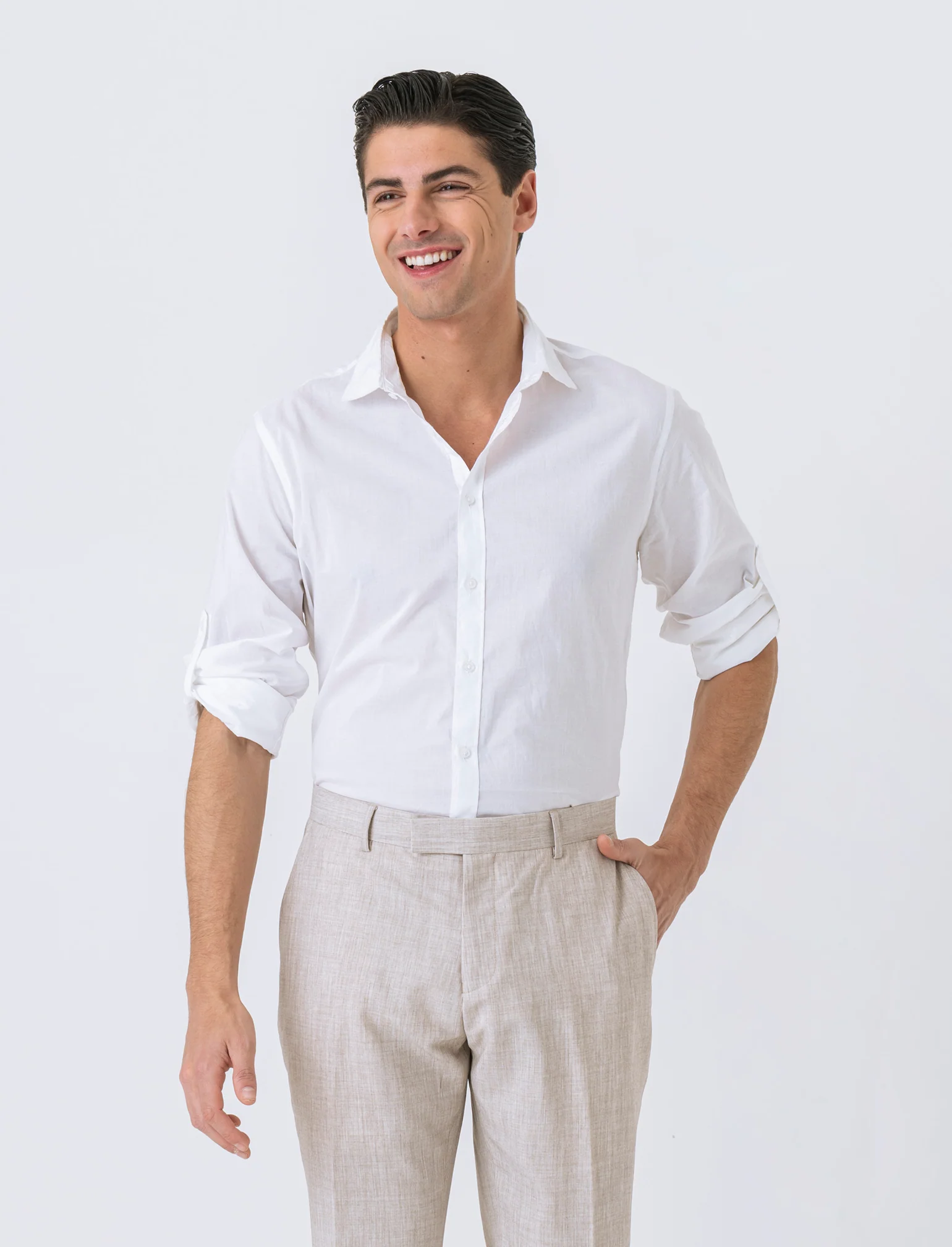 Camicia in voile da uomo - Bianco - Image 3