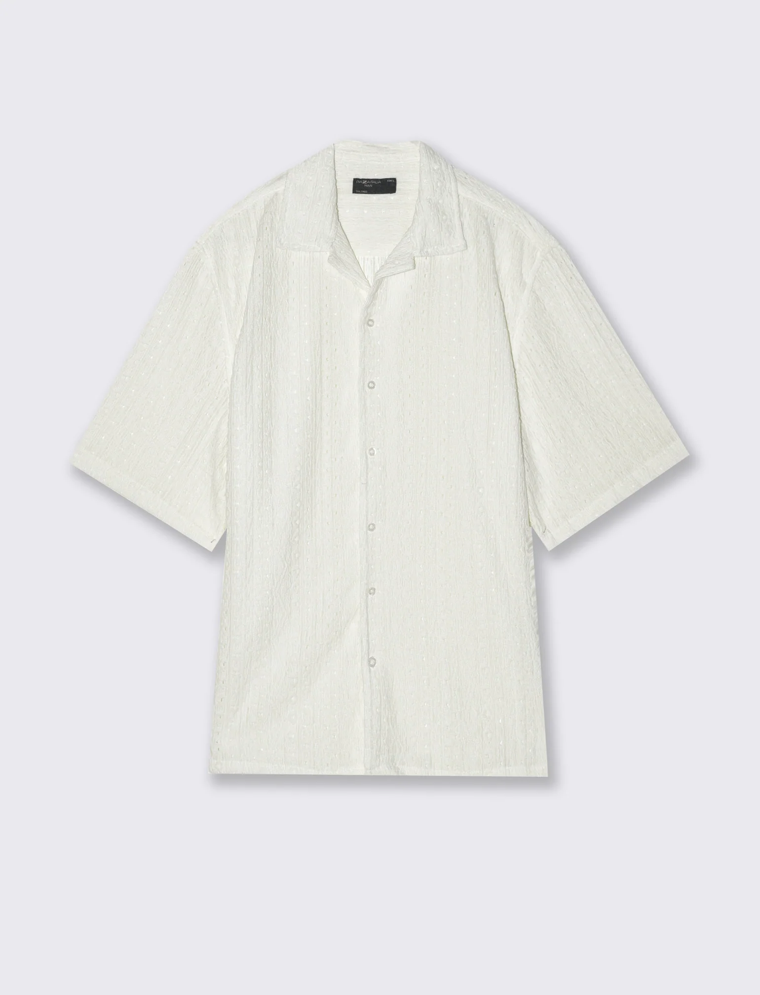Camicia jacquard effetto crochet da uomo - Bianco - Image 4