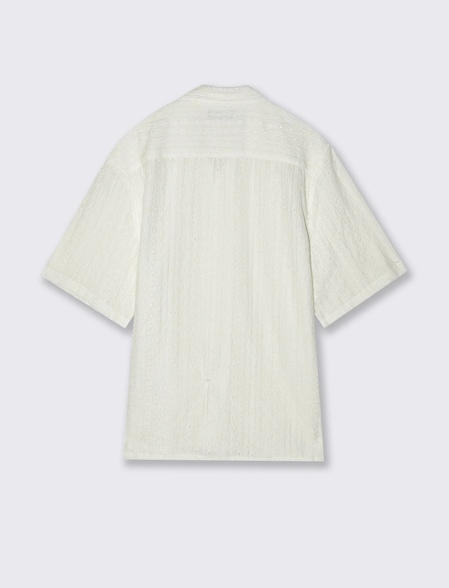 Camicia jacquard effetto crochet da uomo - Bianco - Image 5