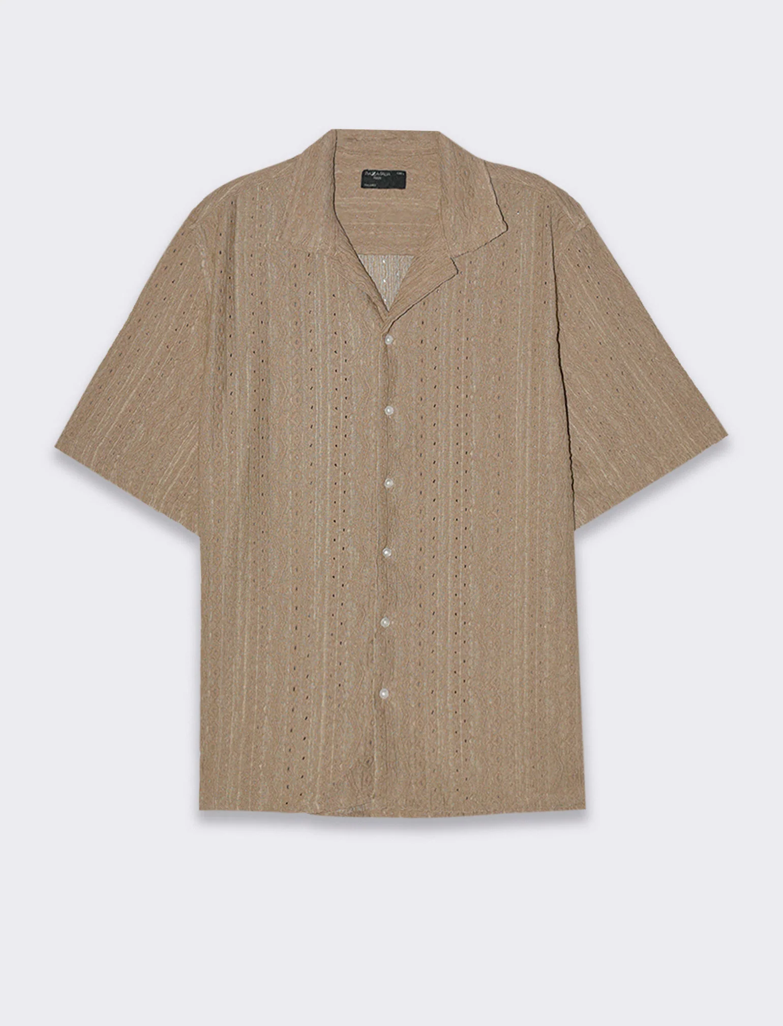 Camicia jacquard effetto crochet da uomo - Grigio tortora
