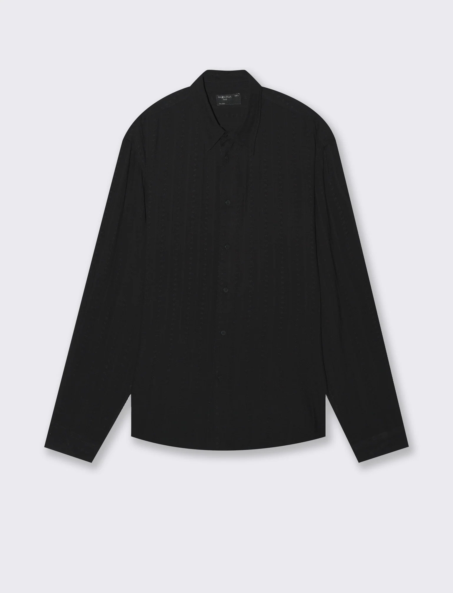 Camicia jacquard effetto riga da uomo - Nero - Image 4