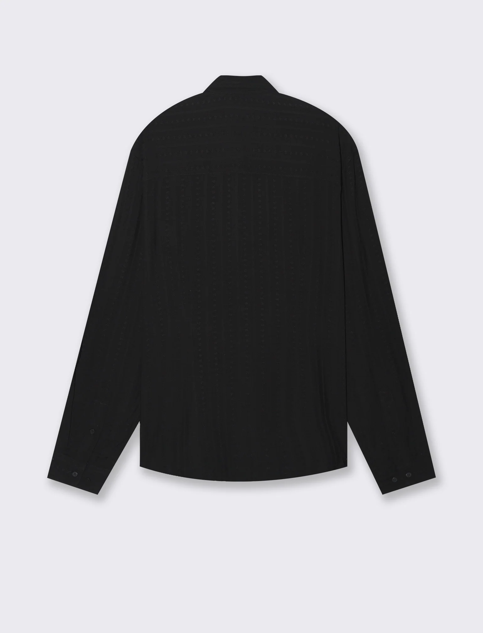 Camicia jacquard effetto riga da uomo - Nero - Image 5