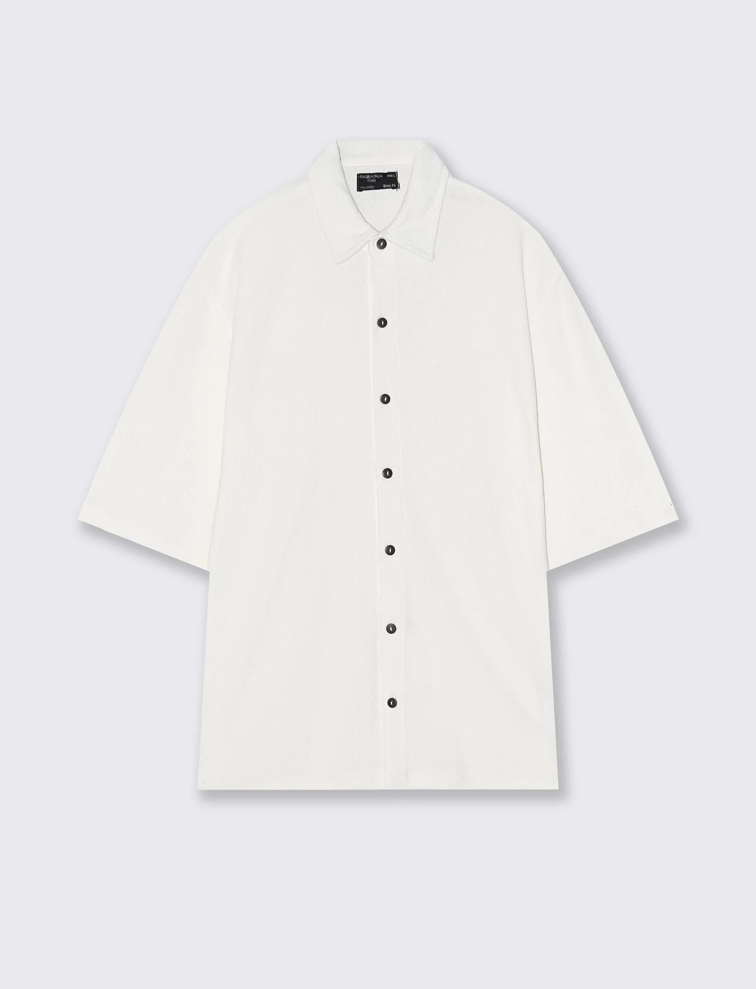 Camicia jacquard manica corta boxy fit - Bianco sporco