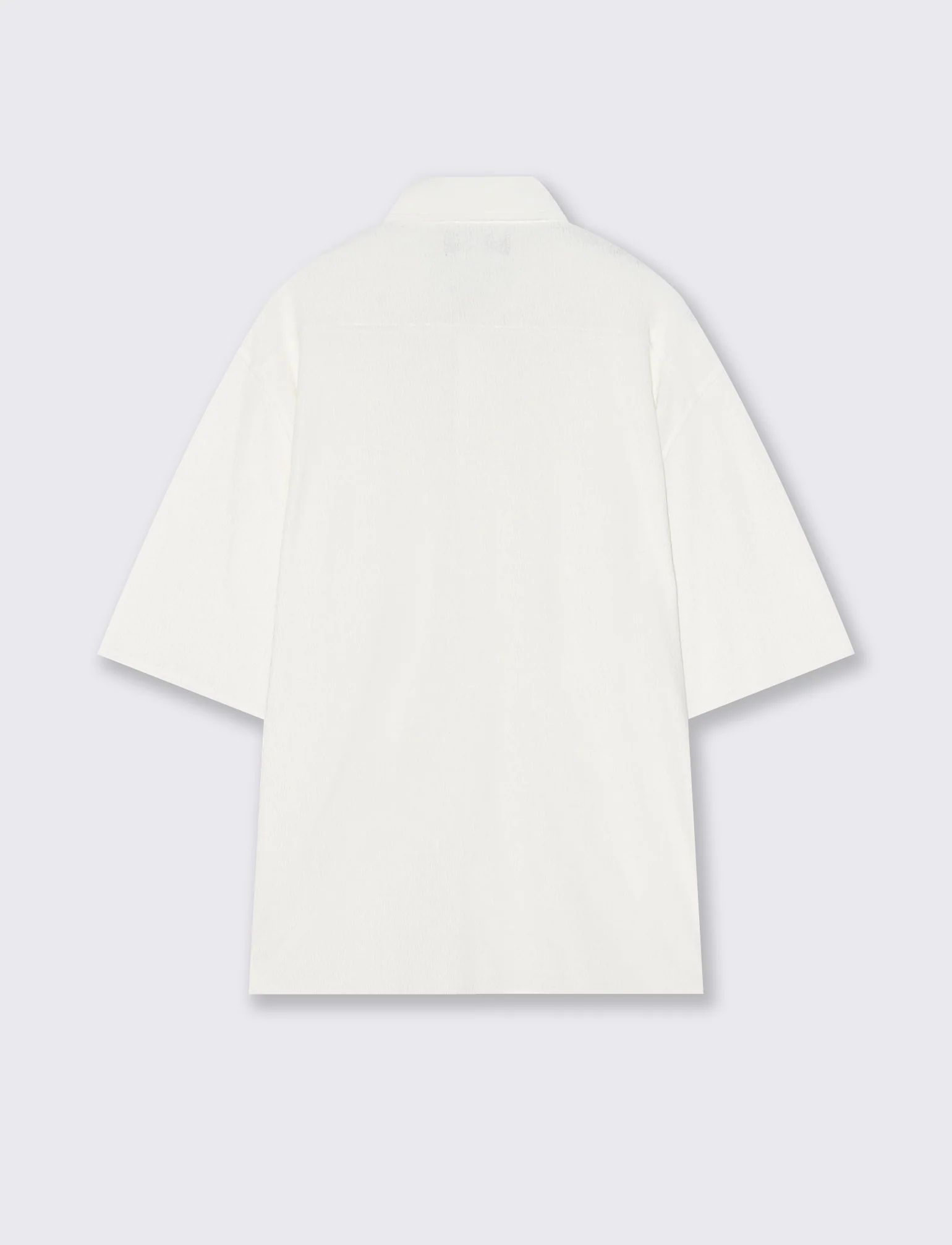 Camicia jacquard manica corta boxy fit - Bianco sporco - Image 2