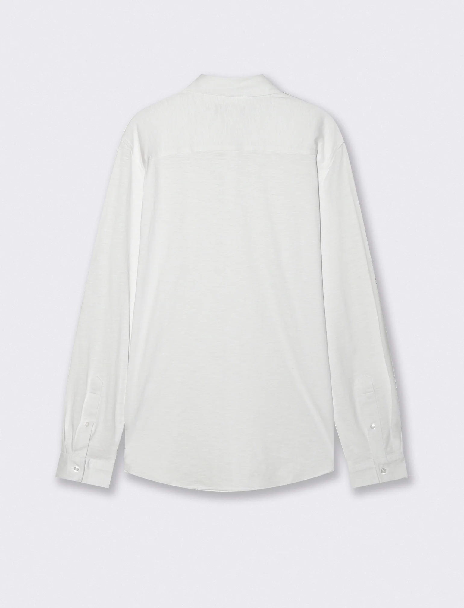 Camicia Jersey Slub Collo Coreano - Bianco - Image 2