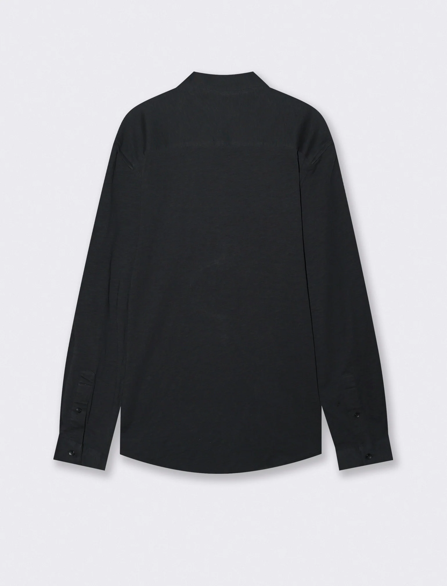 Camicia Jersey Slub Collo Coreano - Nero - Image 2