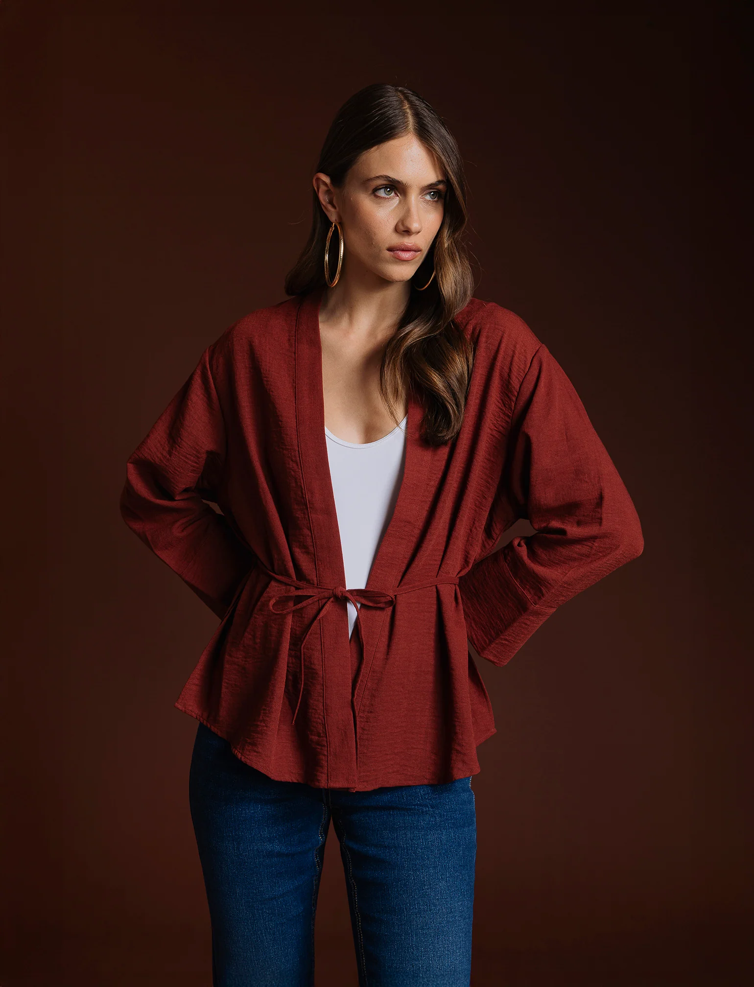 CAMICIA KIMONO - Marrone bruciato - Image 2