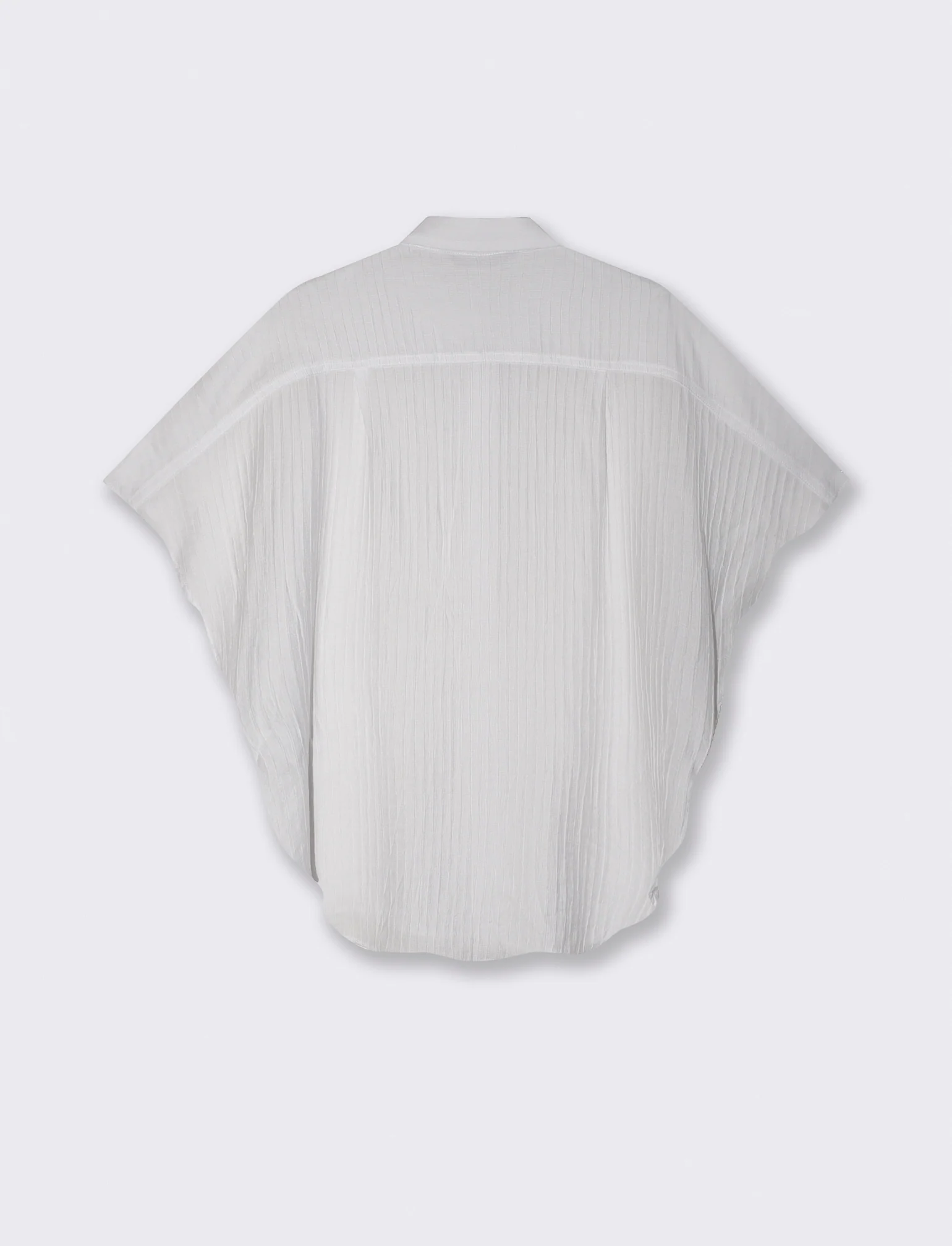 Camicia Kimono Smanicata con Pieghine - Bianco - Image 2