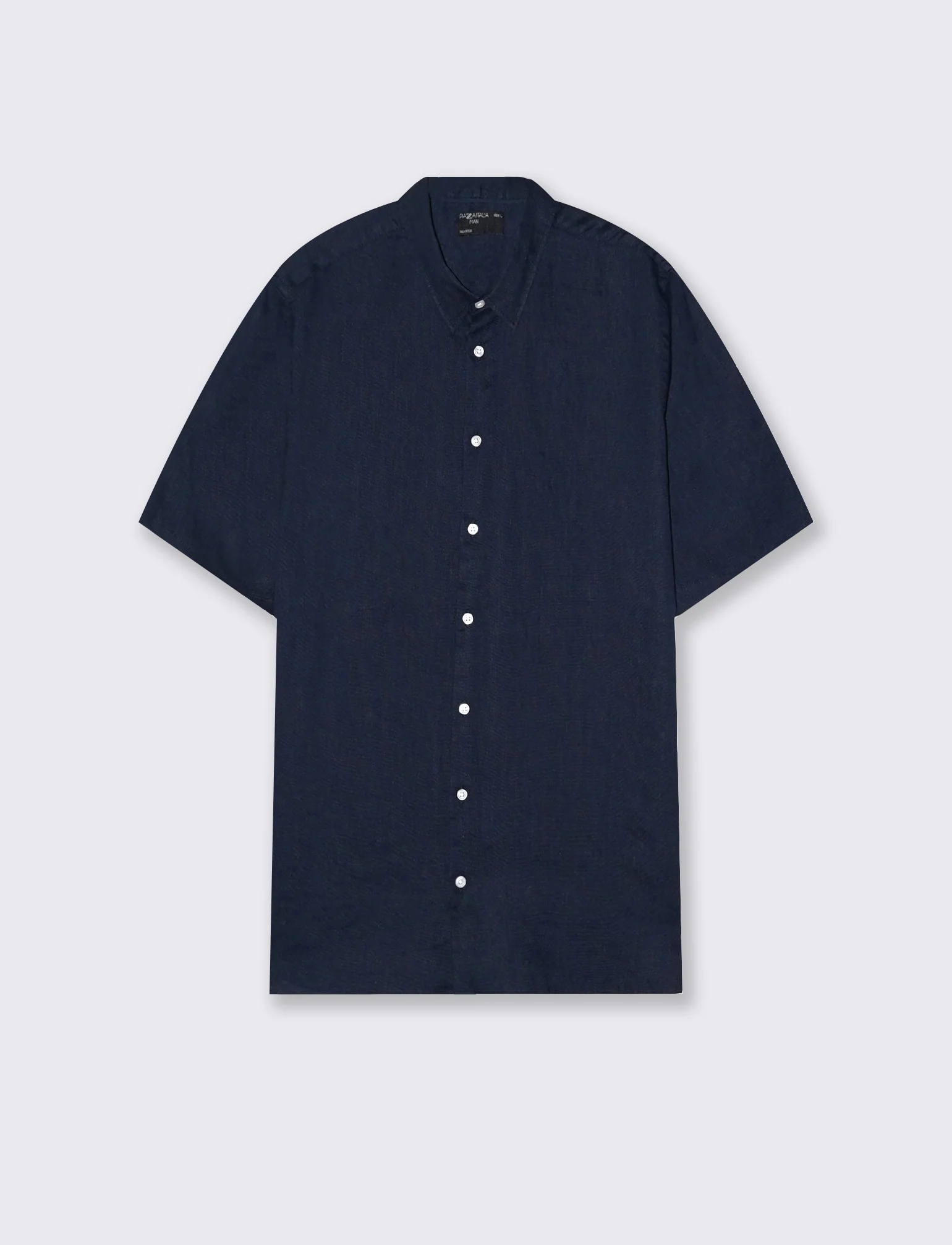 Camicia Lino Manica Corta Regular Fit - Blu