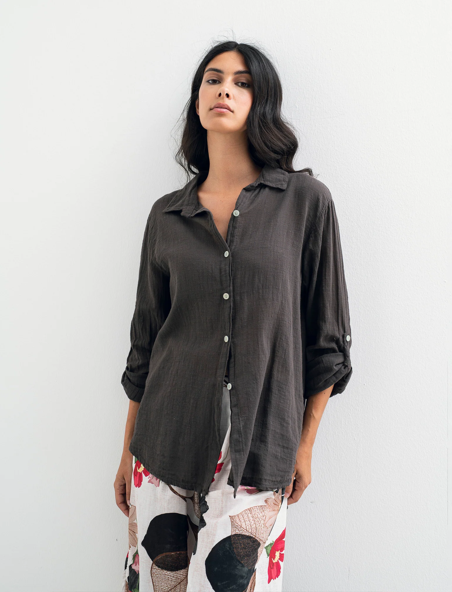 CAMICIA LUNGA IN COTONE - Moro