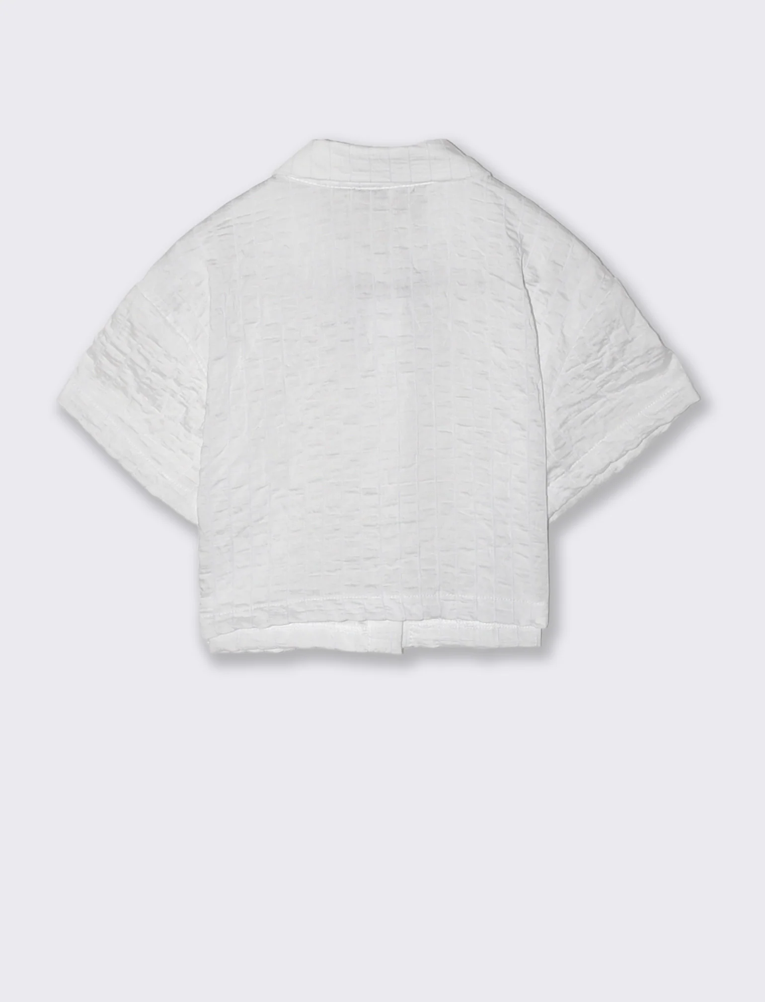 Camicia manica corta bambina in lino righe - Bianco - Image 2