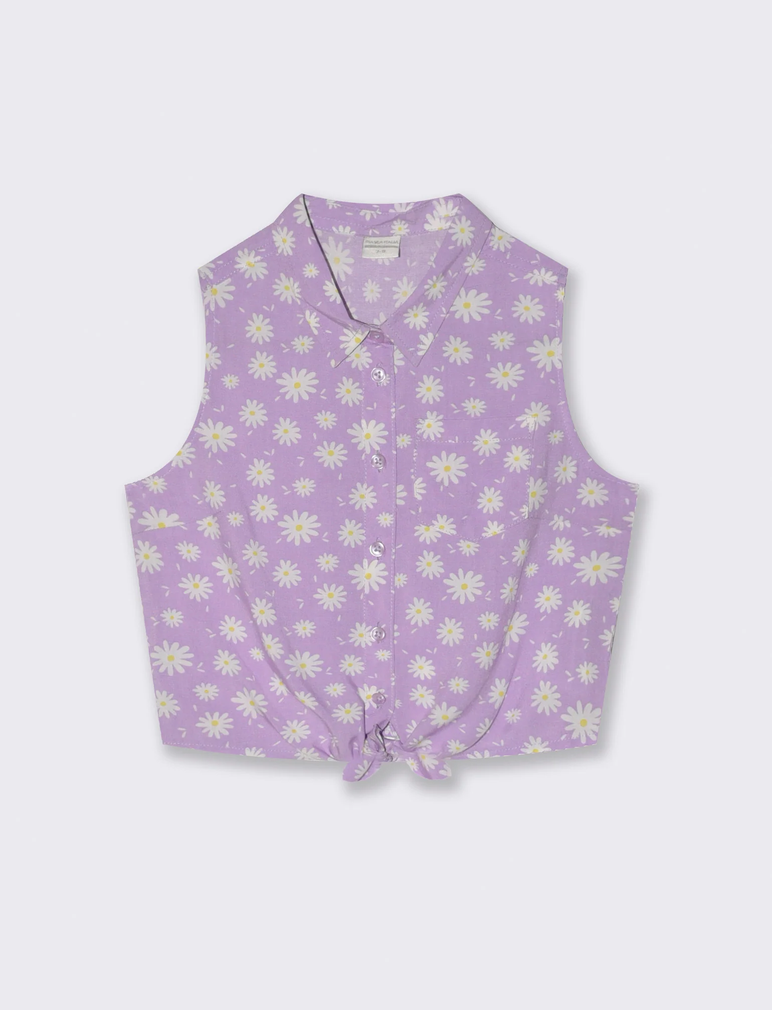 Camicia manica corta con fiocco da bambina - Lilla