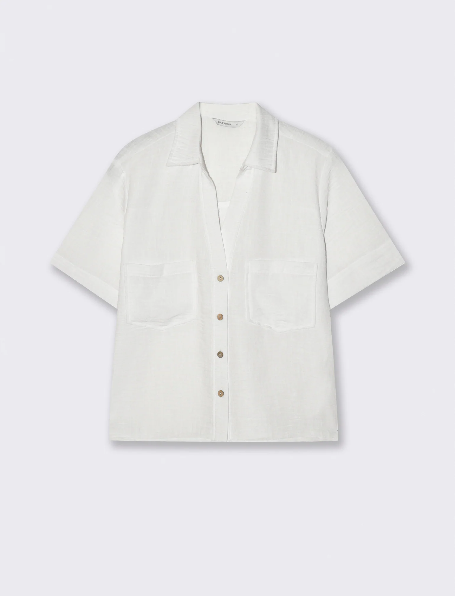 Camicia Manica Corta con Tasche a Toppa - Bianco