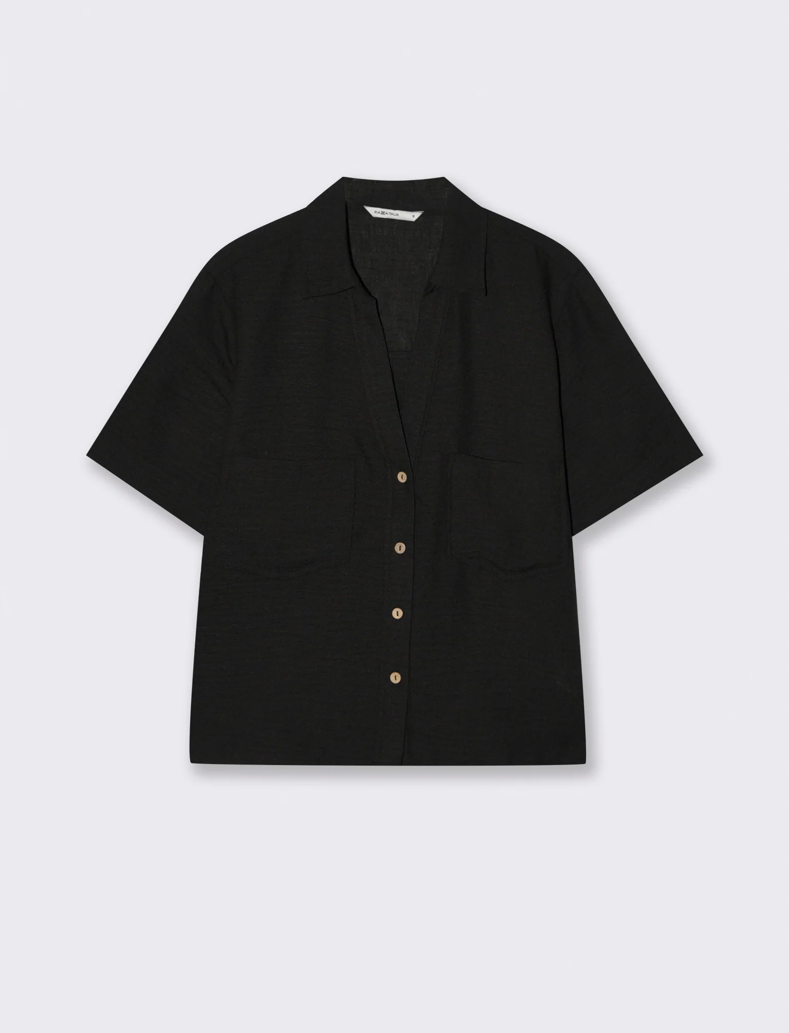 Camicia Manica Corta con Tasche a Toppa - Nero