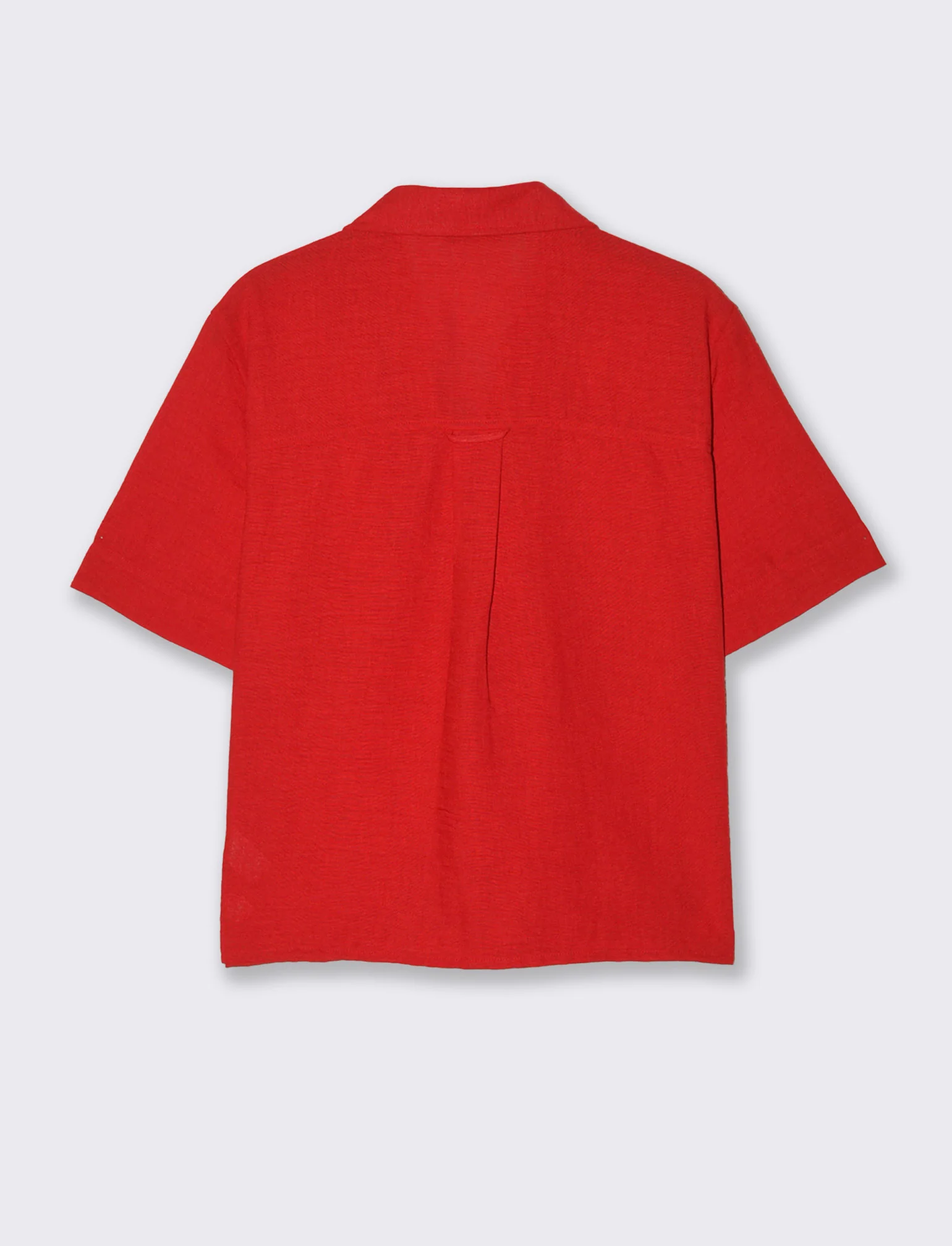 Camicia Manica Corta con Tasche a Toppa - Rosso - Image 2