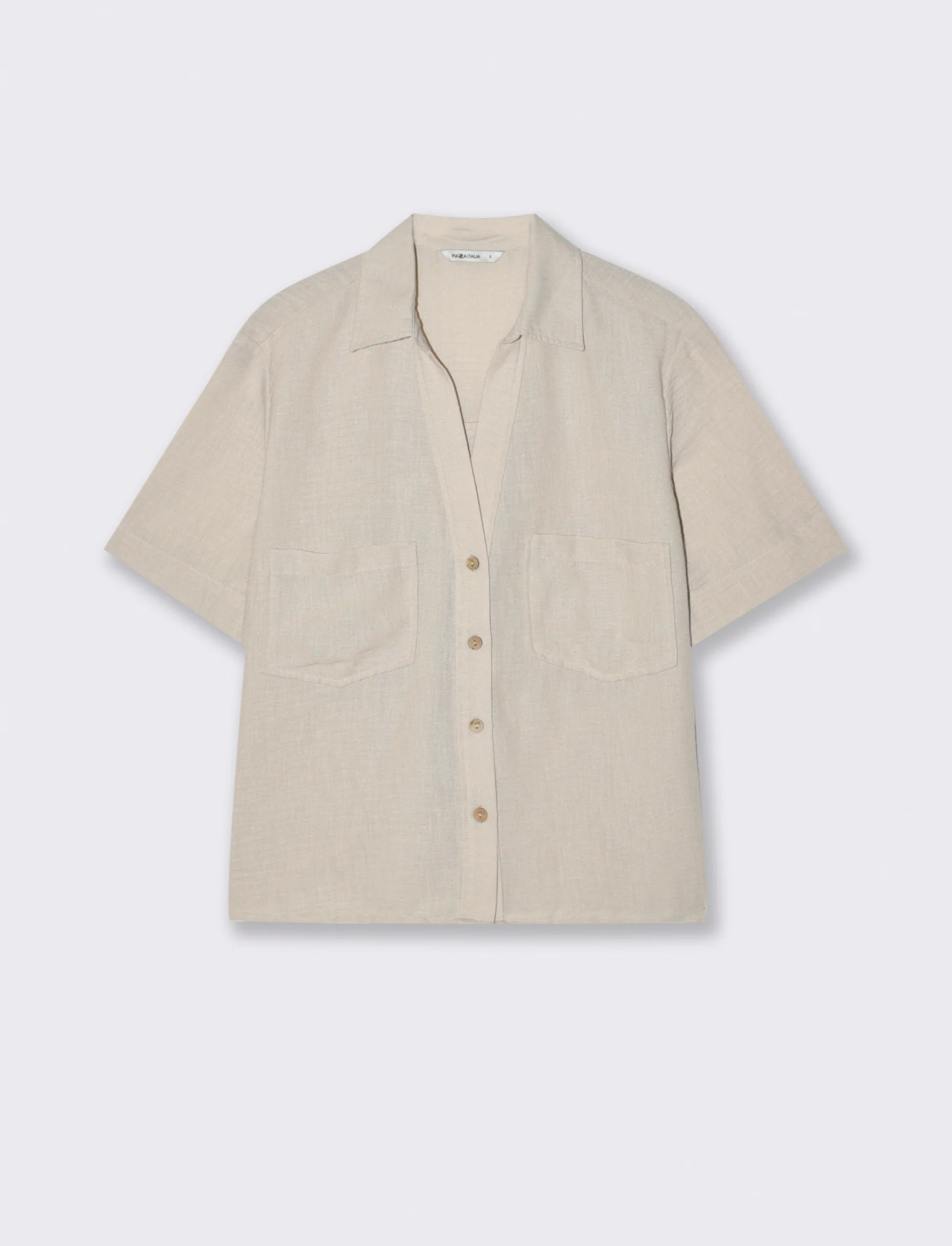 Camicia Manica Corta con Tasche a Toppa - Sabbia - Image 4