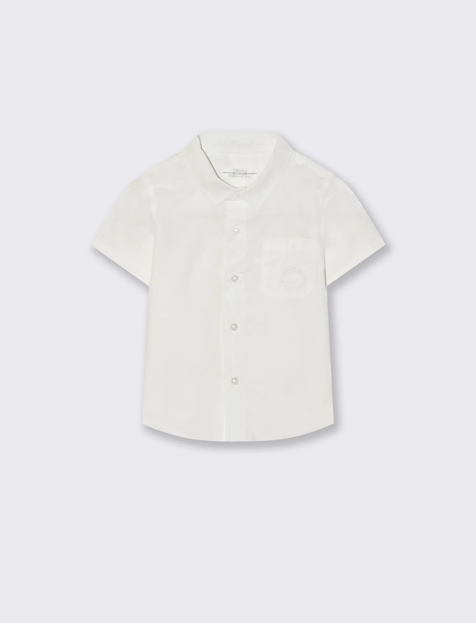Camicia manica corta con taschino e ricamo - Bianco - Image 2