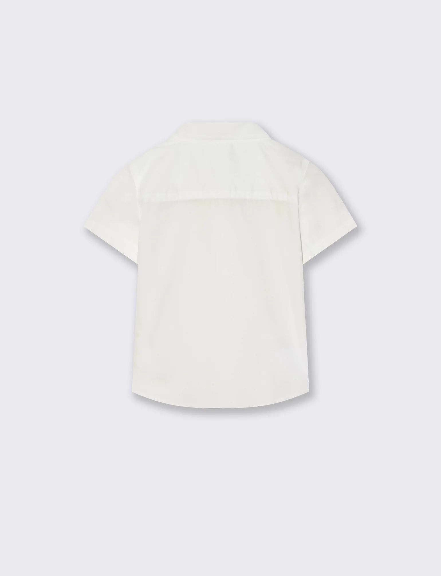 Camicia manica corta con taschino e ricamo - Bianco - Image 3