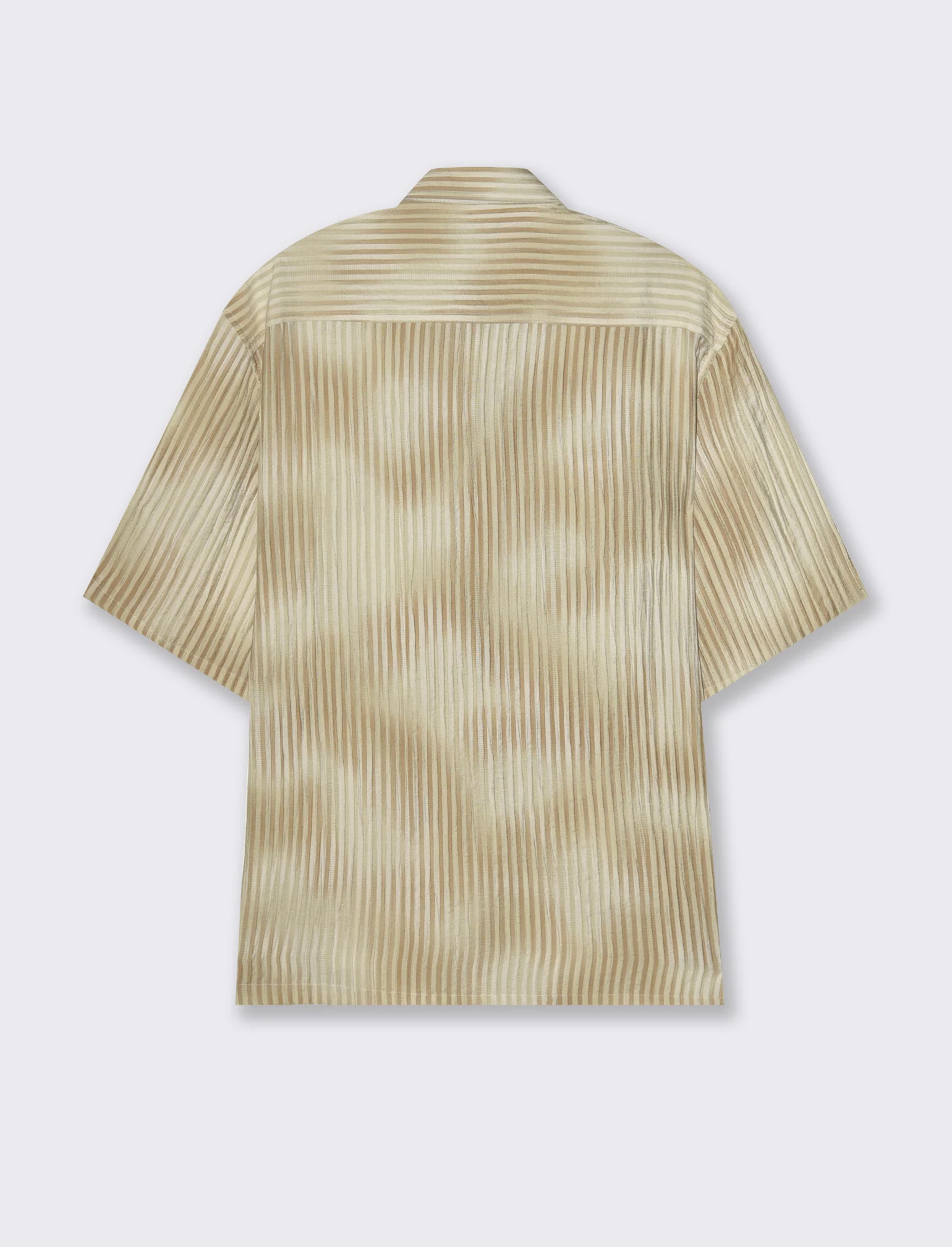 Camicia manica corta goffrata a righe da uomo - Beige - Image 5