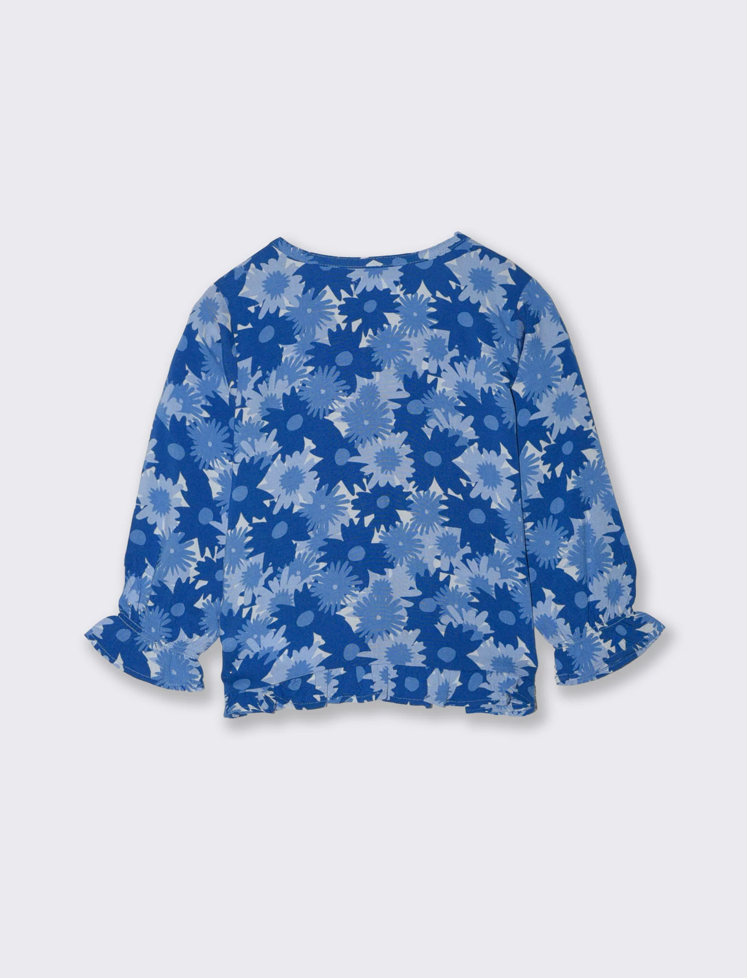 Camicia manica lunga a fantasia con fiocchetti - Blu - Image 3