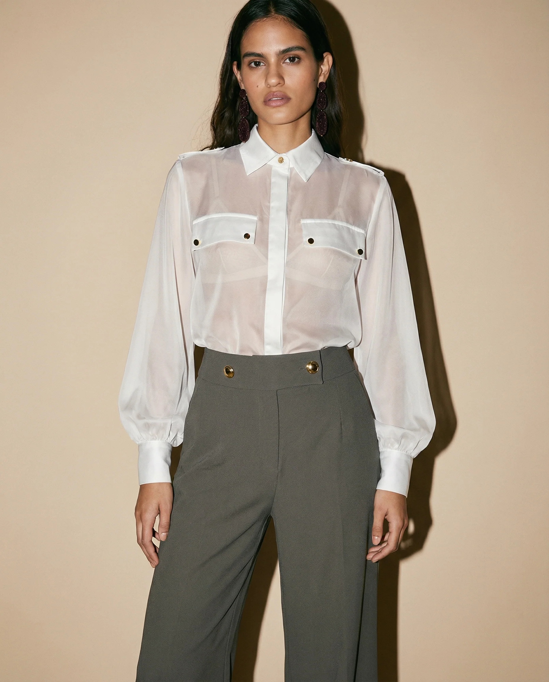 Camicia manica lunga con dettagli eleganti - Bianco latte - Image 6