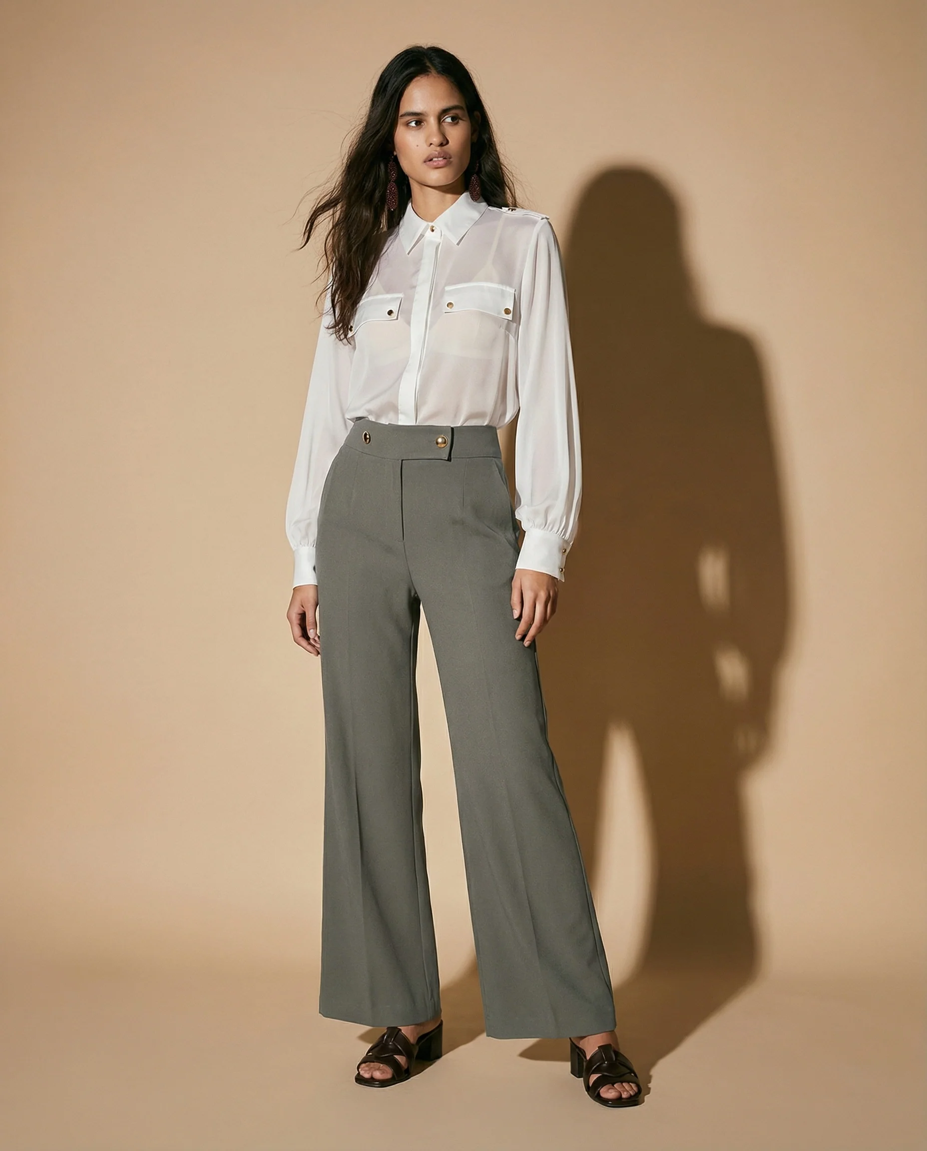 Camicia manica lunga con dettagli eleganti - Bianco latte - Image 8