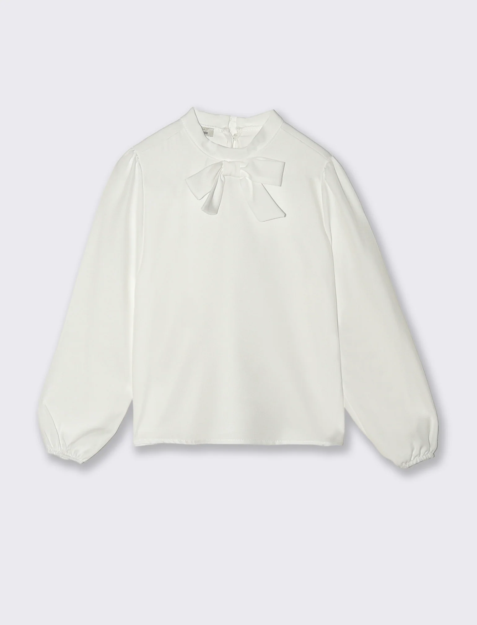 Camicia manica lunga con fiocco. - Bianco - Image 3
