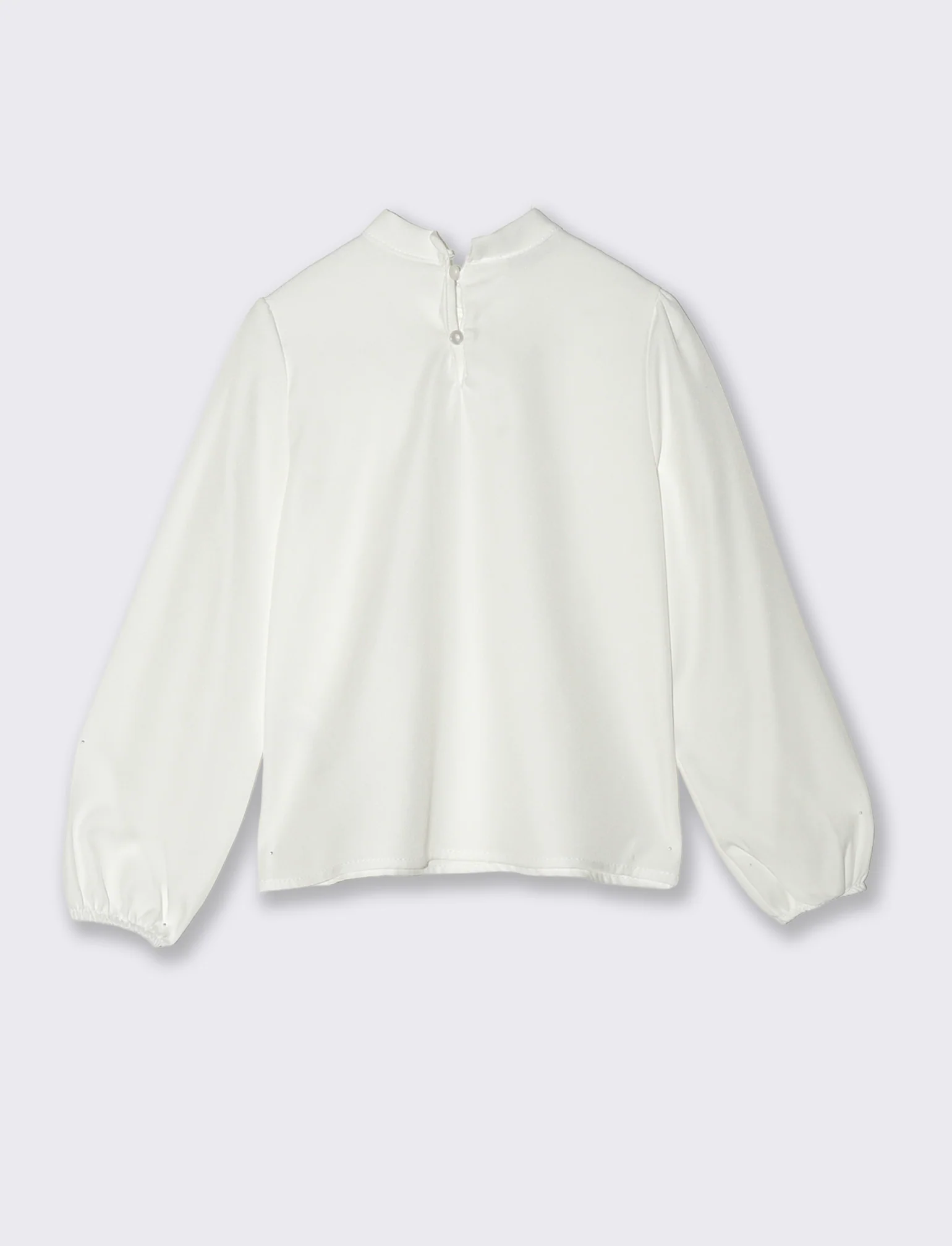 Camicia manica lunga con fiocco. - Bianco - Image 4