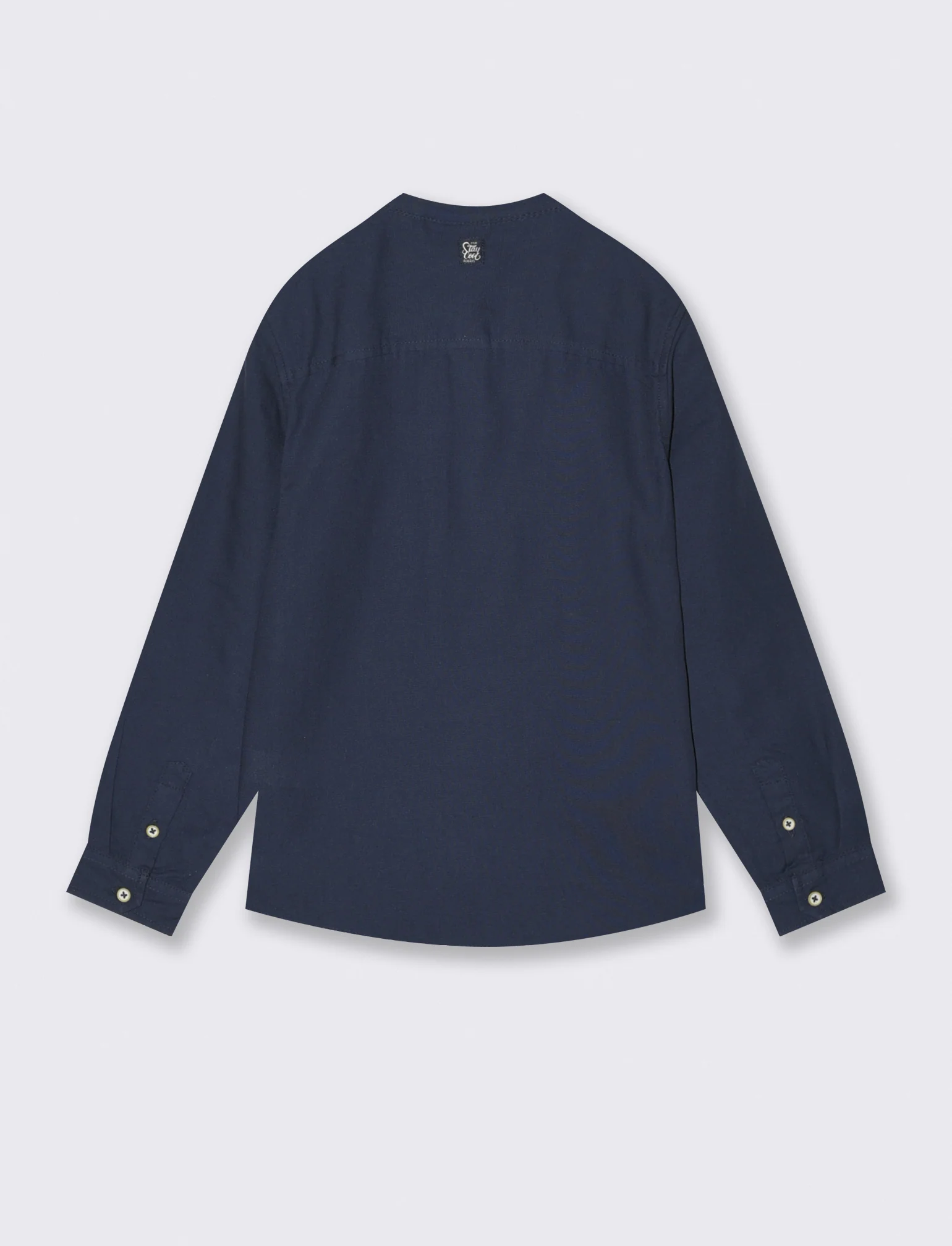 Camicia manica lunga in misto cotone - Blu - Image 2