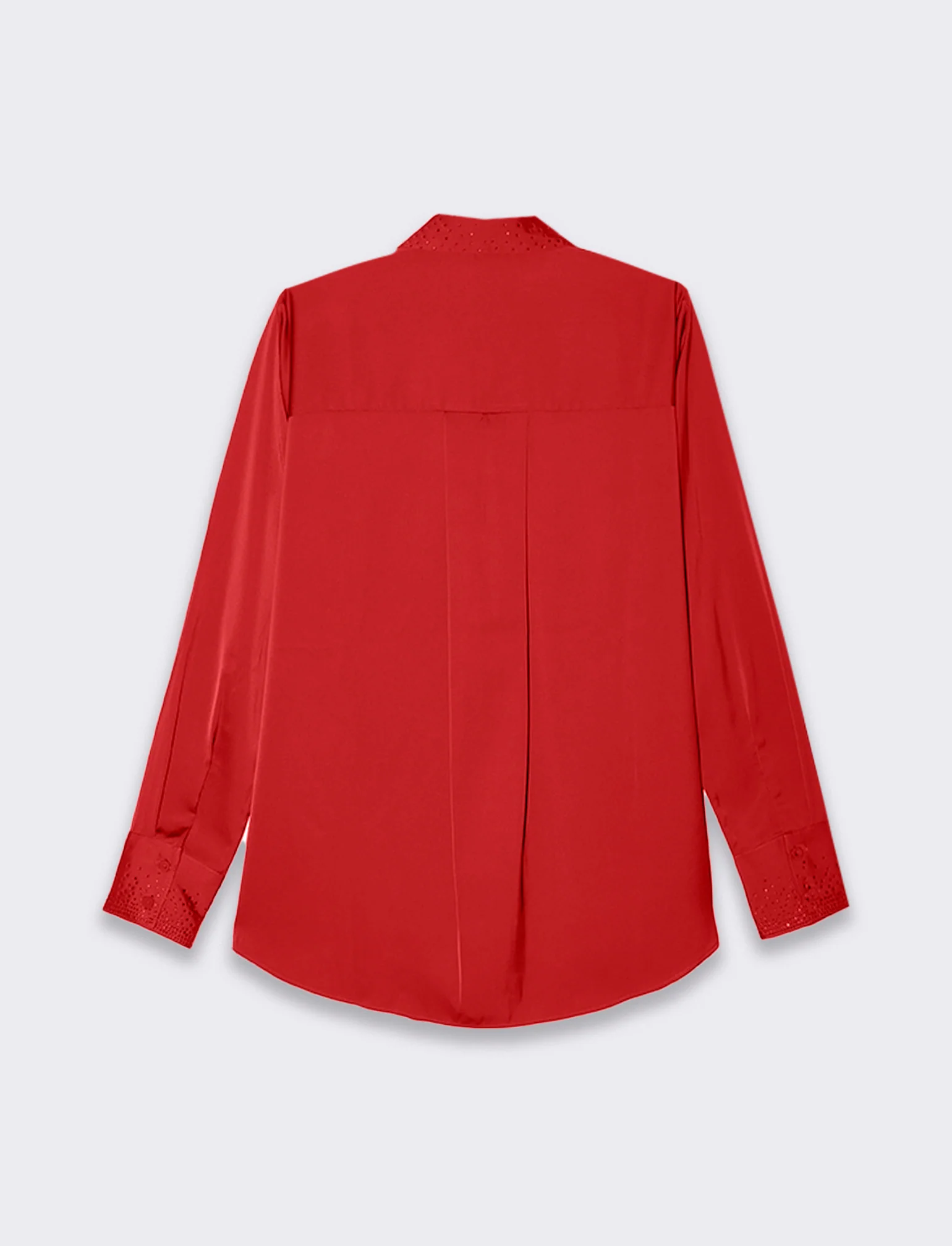 Camicia manica lunga in satin con strass da donna - Rosso - Image 2