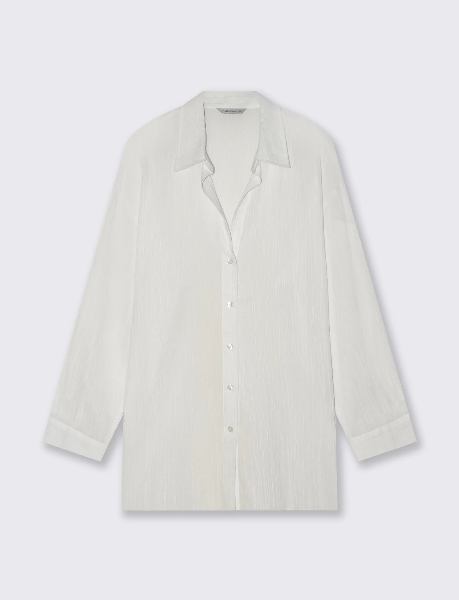 Camicia Manica Lunga Scollo a V Relaxed - Bianco