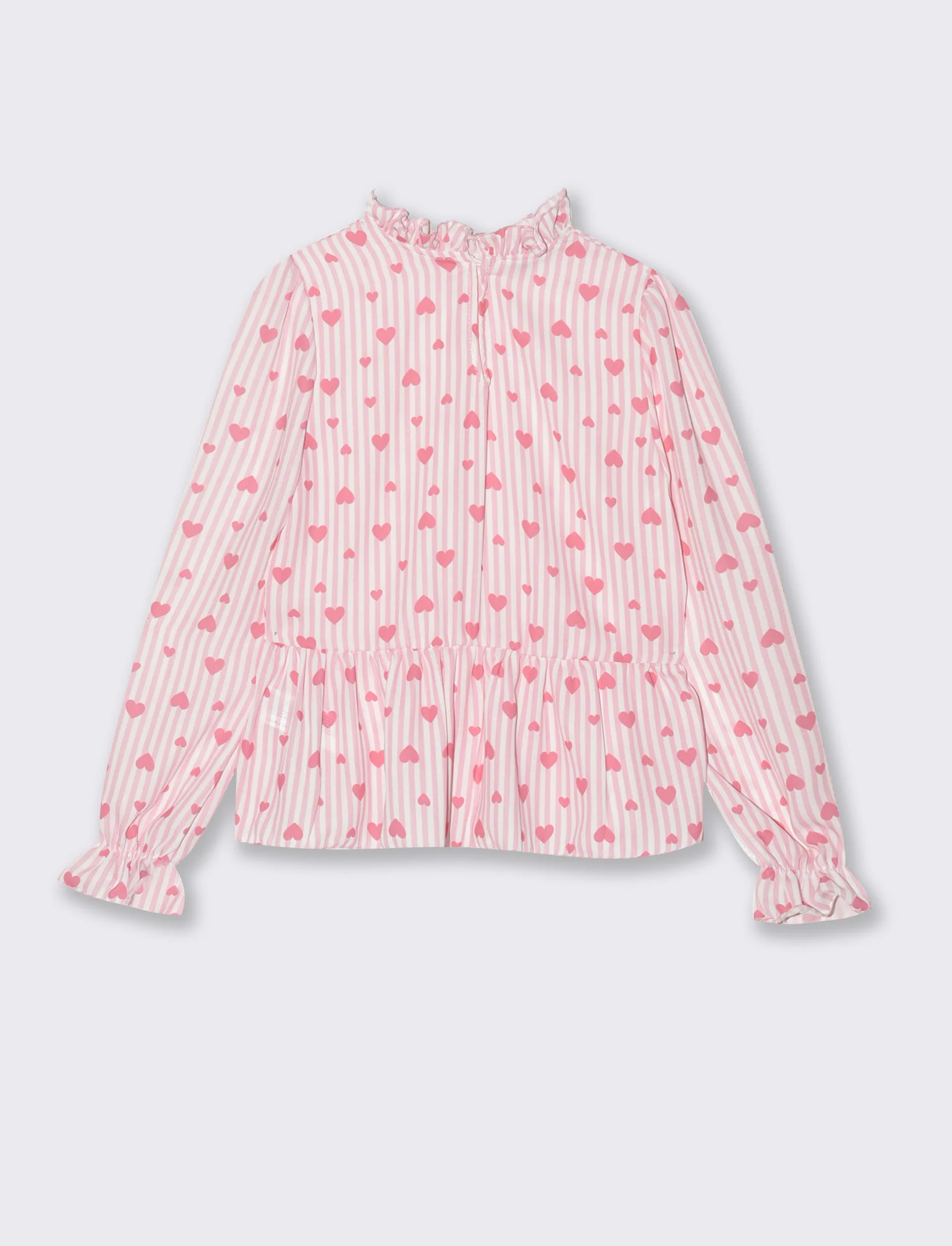 Camicia manica lunga stampata a righe da bambina. - Fantasia - Image 2