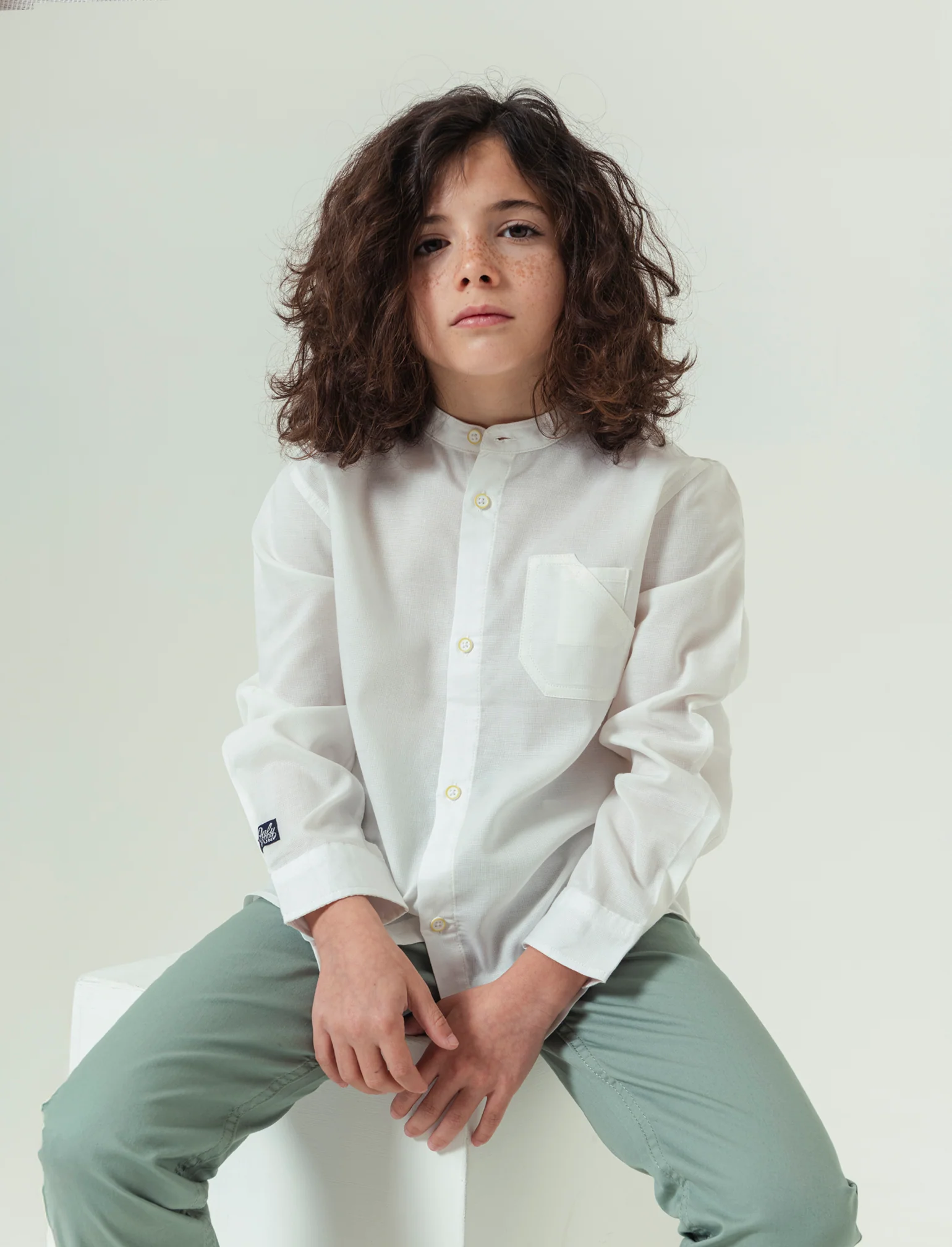 Camicia maniche lunghe da bambino - Bianco latte