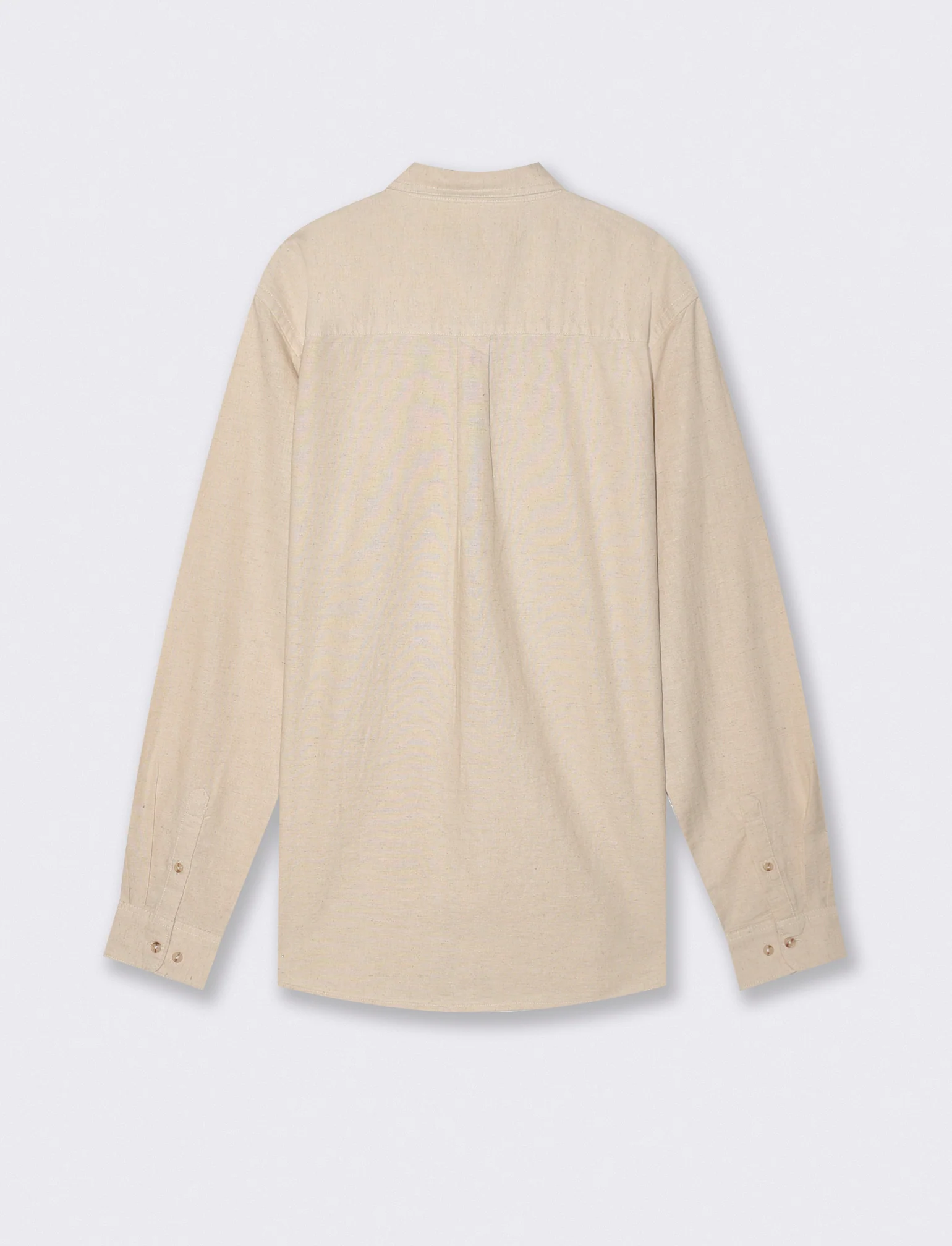Camicia melange in cotone e lino - Beige ecru - Image 2