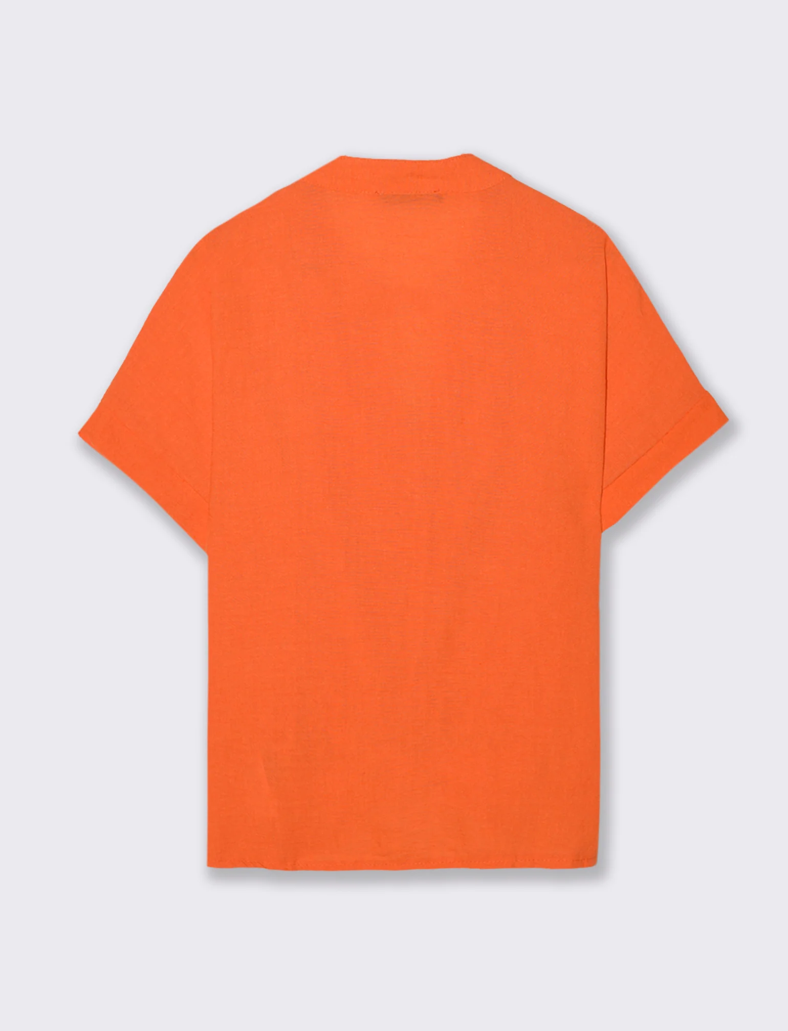 Camicia mezza manica collo coreana - Arancio - Image 4