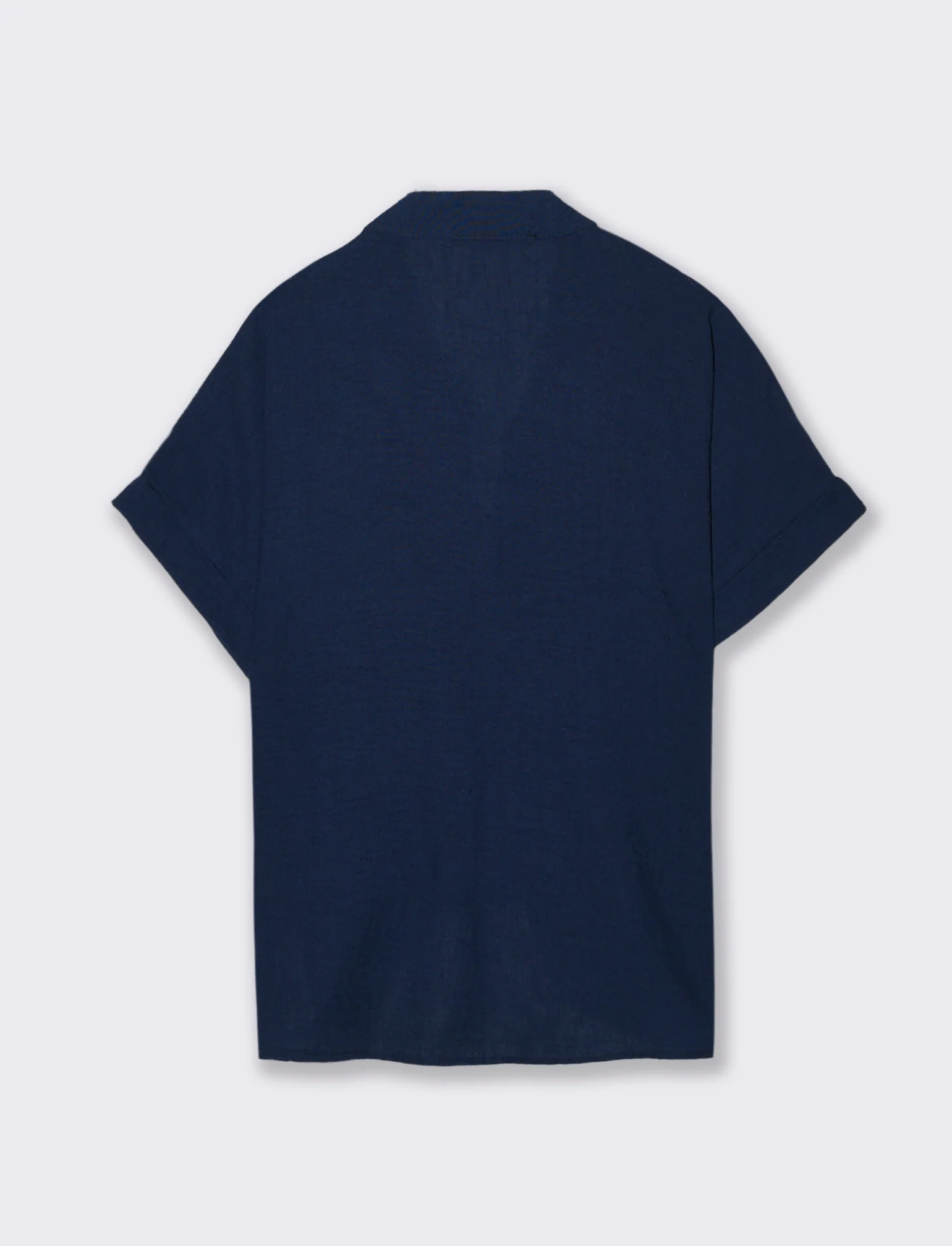 Camicia mezza manica collo coreana - Blu - Image 4