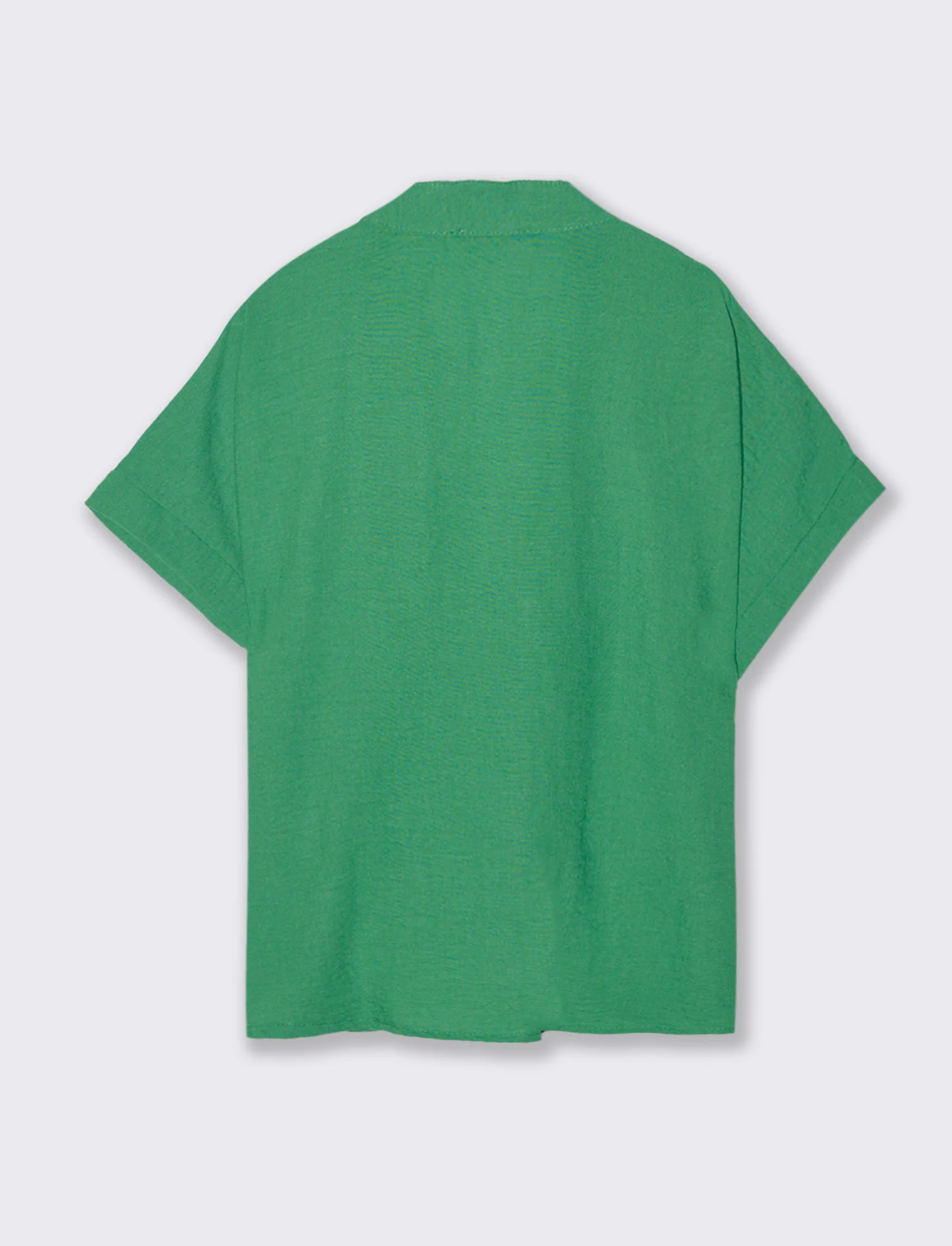 Camicia mezza manica collo coreana - Verde - Image 4