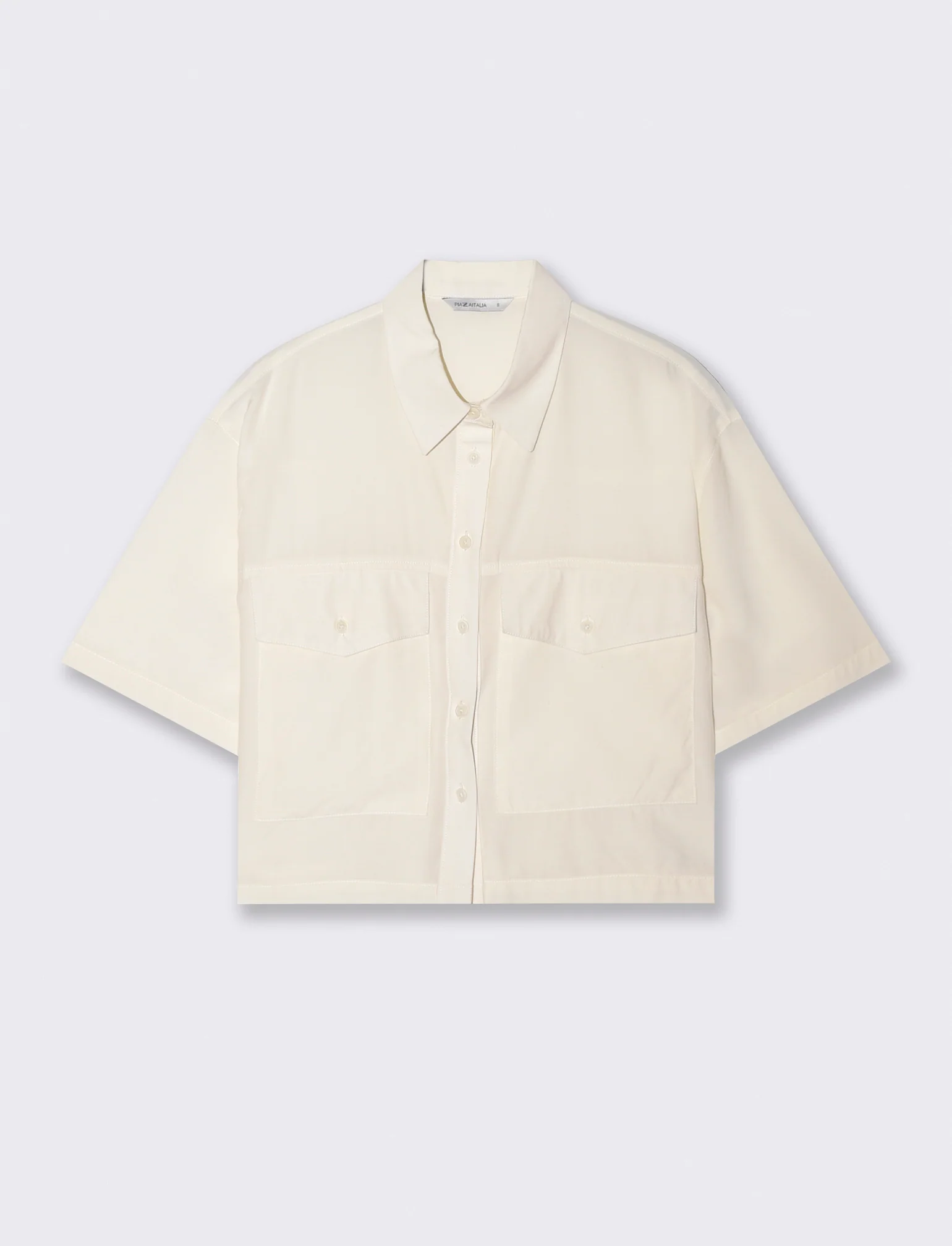 Camicia Mezza Manica con Tasche a Toppa - Grigio ghiaccio - Image 4