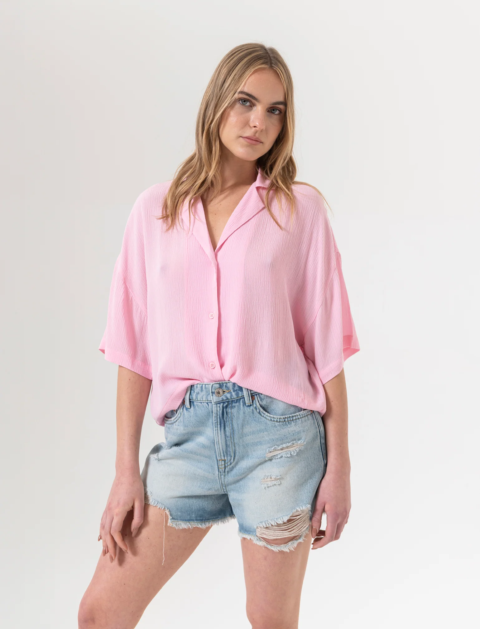 Camicia mezza manica da donna - Rosa plum - Image 3