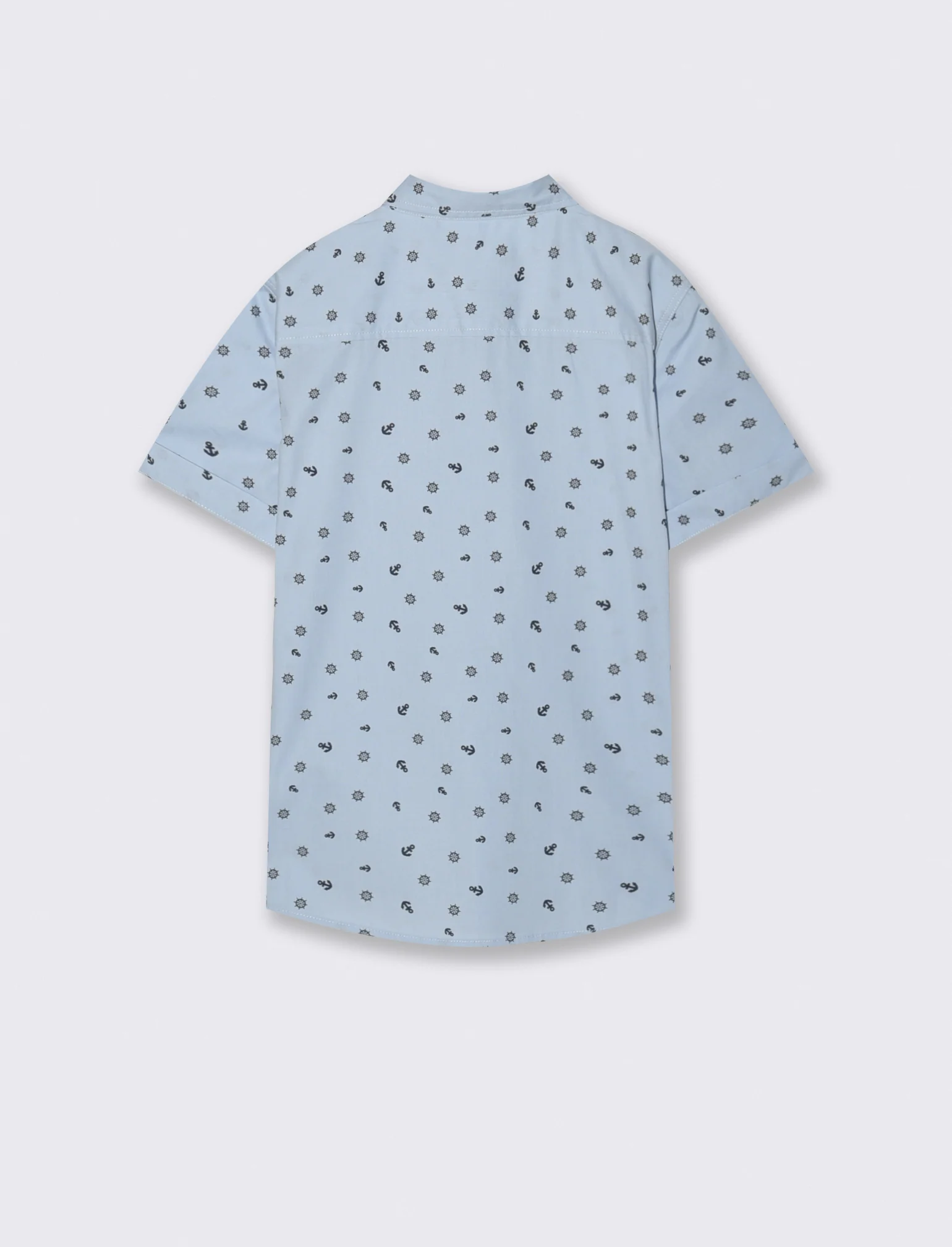 Camicia mezza manica micro-stampa cotone - Azzurro - Image 2