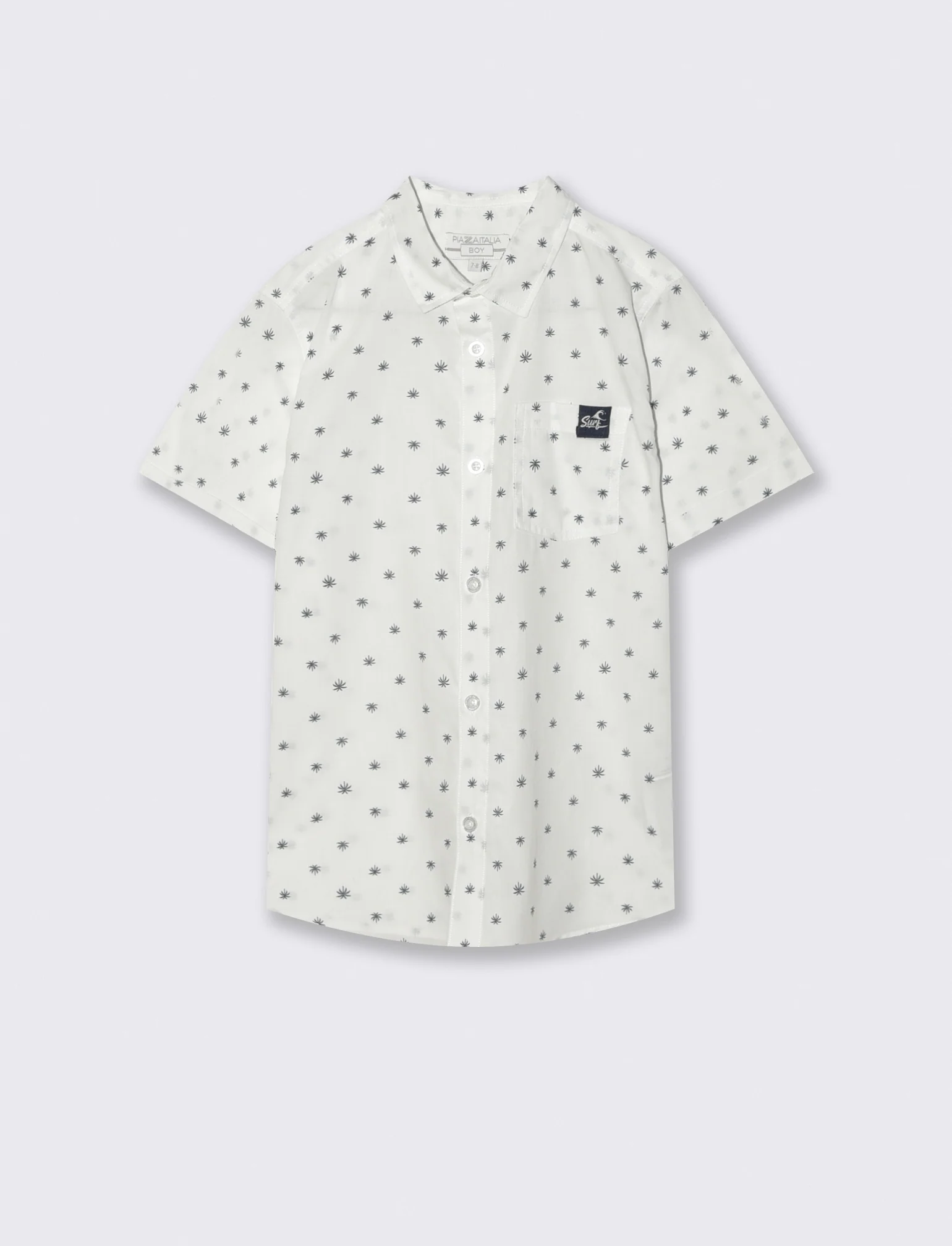 Camicia mezza manica micro-stampa cotone - Bianco