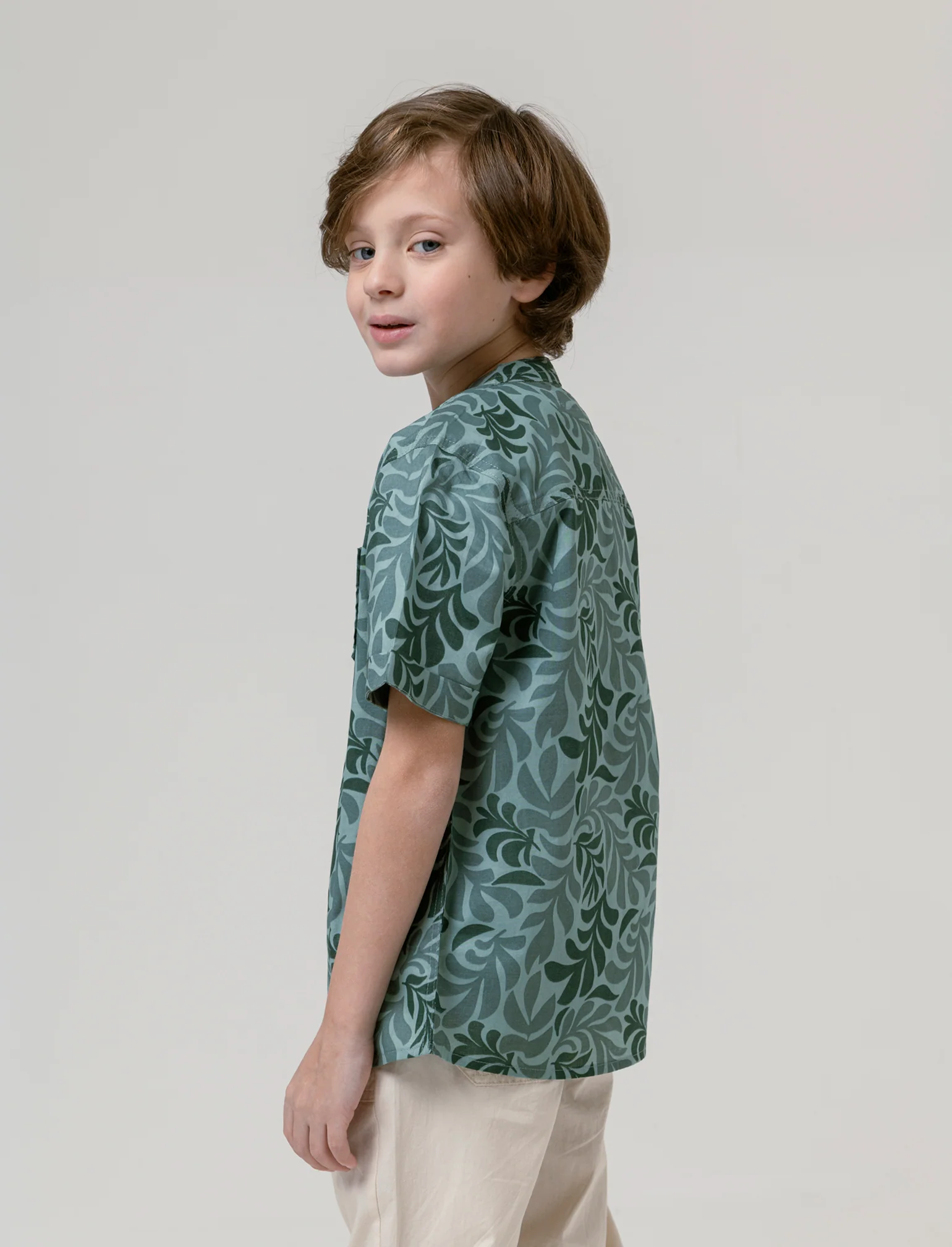 Camicia mezza manica stampata da bambino - Verde - Image 2