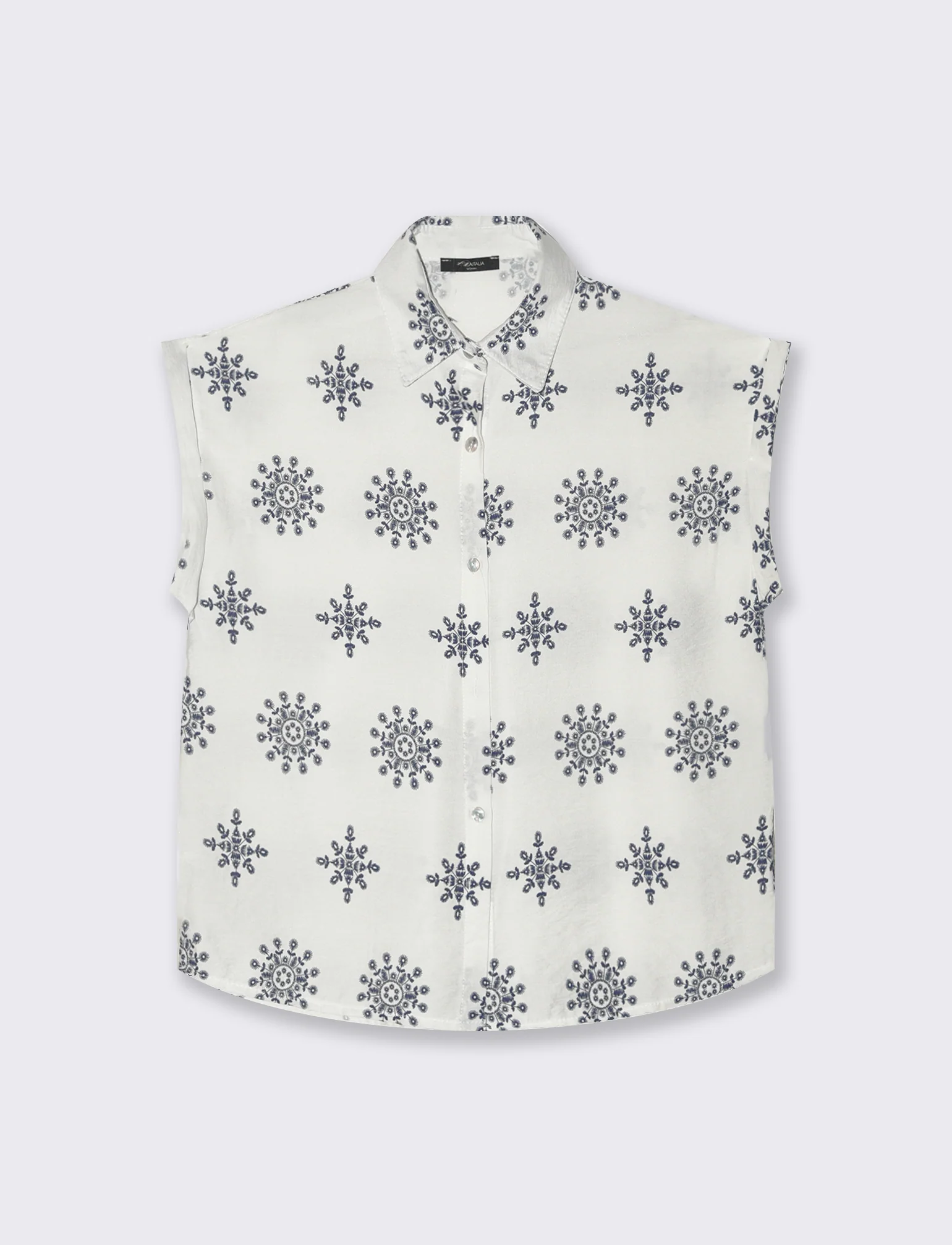 Camicia mezza manica tessuto ricamato - Bianco - Image 3