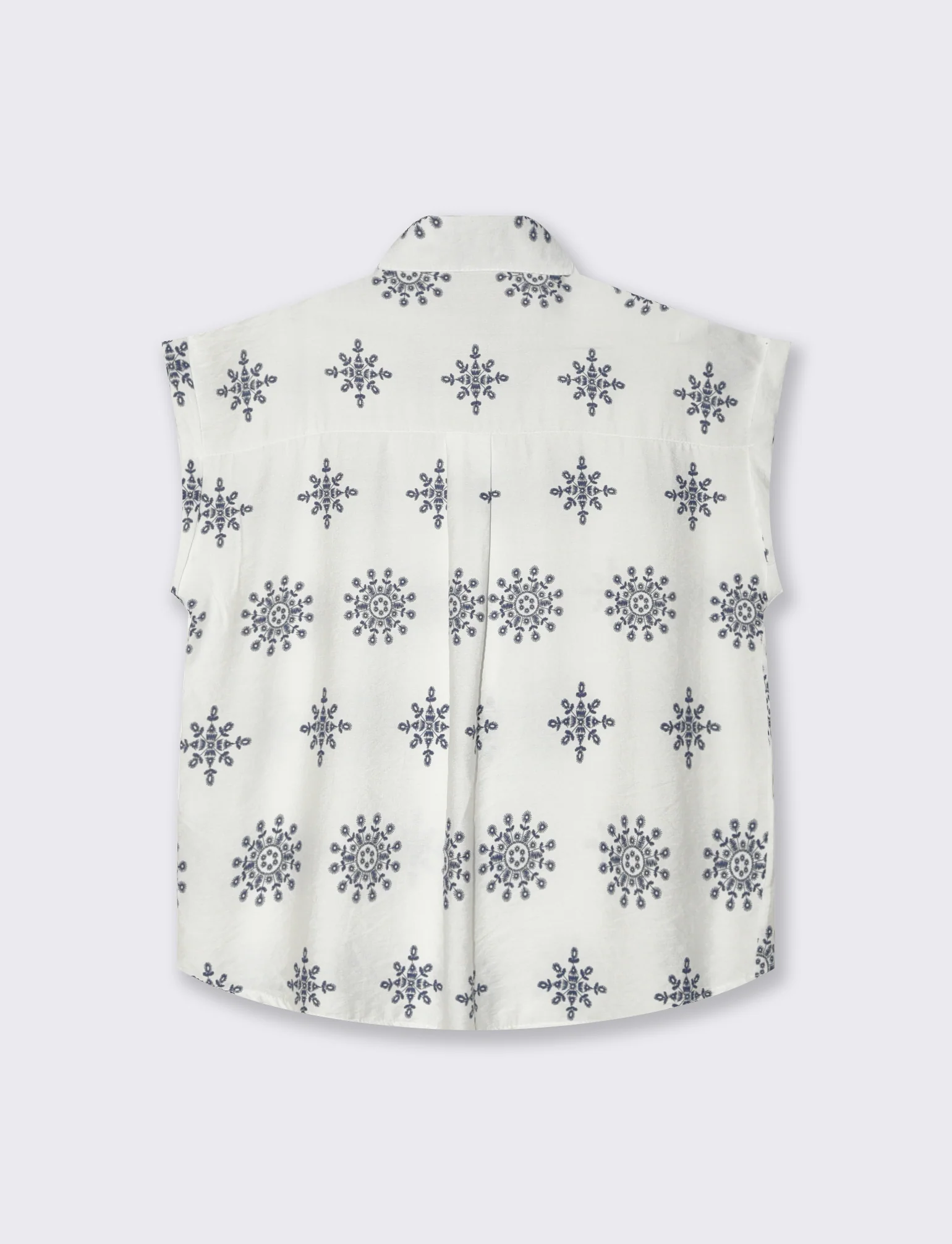 Camicia mezza manica tessuto ricamato - Bianco - Image 4