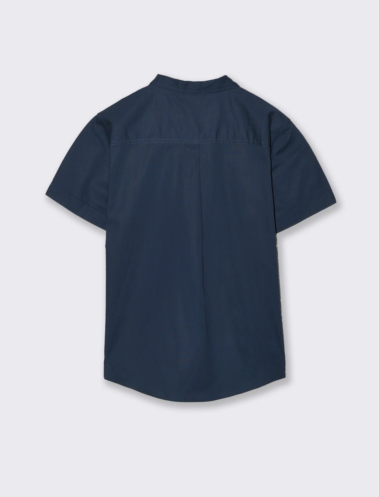 Camicia mezza manica tinta unita con ricamo - Blu - Image 2