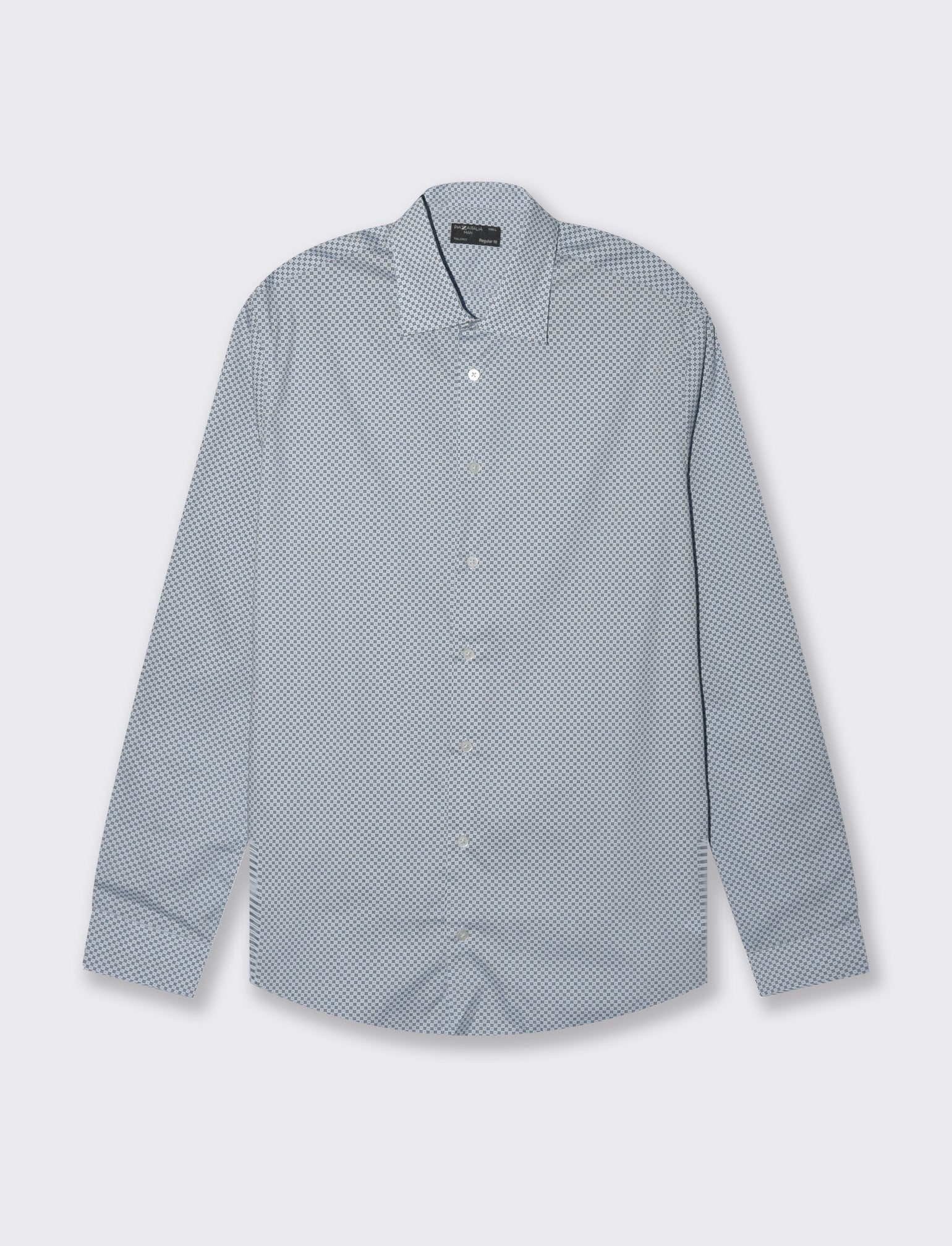 Camicia micro fantasia regular fit da uomo - Celeste - Image 4