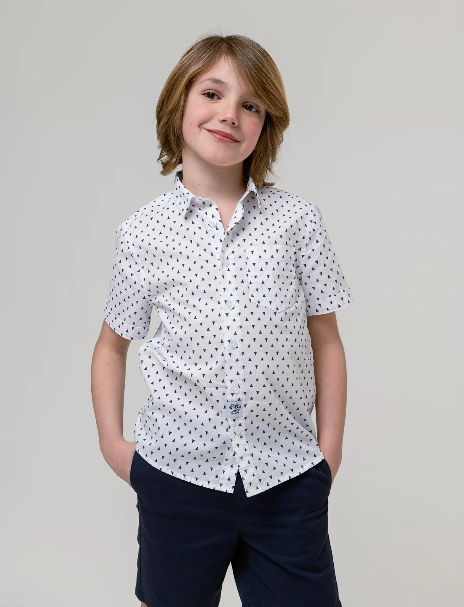 Camicia micro stampa da bambino - Bianco