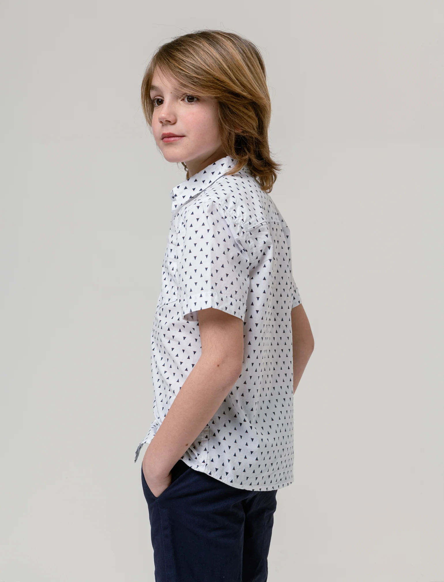 Camicia micro stampa da bambino - Bianco - Image 2