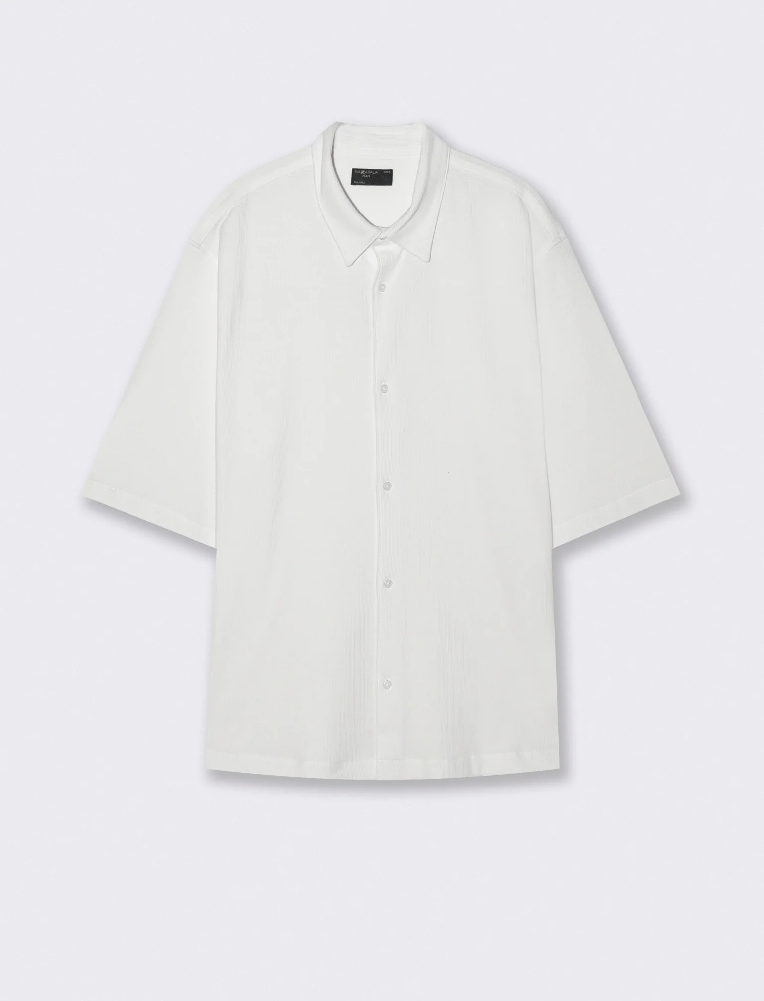 Camicia Micro Waffle con Colletto Francese - Bianco