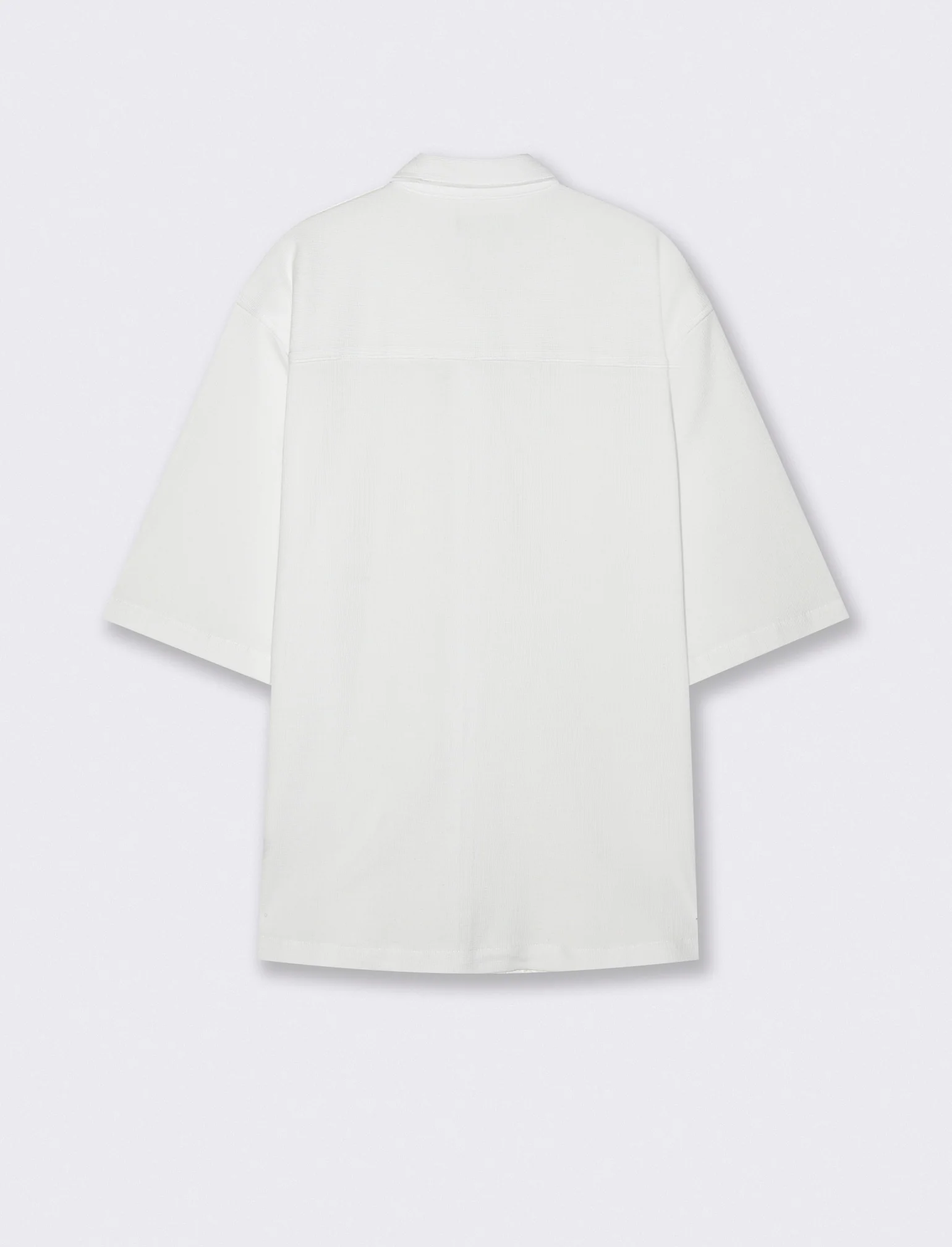 Camicia Micro Waffle con Colletto Francese - Bianco - Image 2